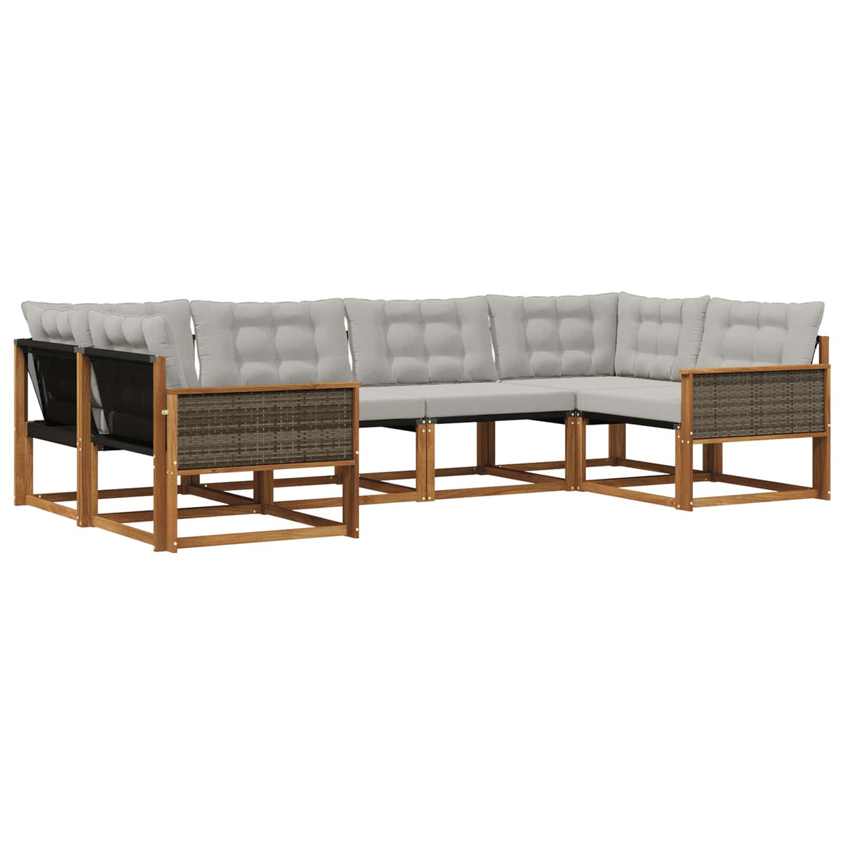 Outdoor-Sofagarnitur 6 stk. Natur und Hellgrau