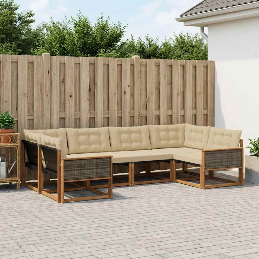 Outdoor-Sofagarnitur mit Kissen 6 pcs Natur und Beige