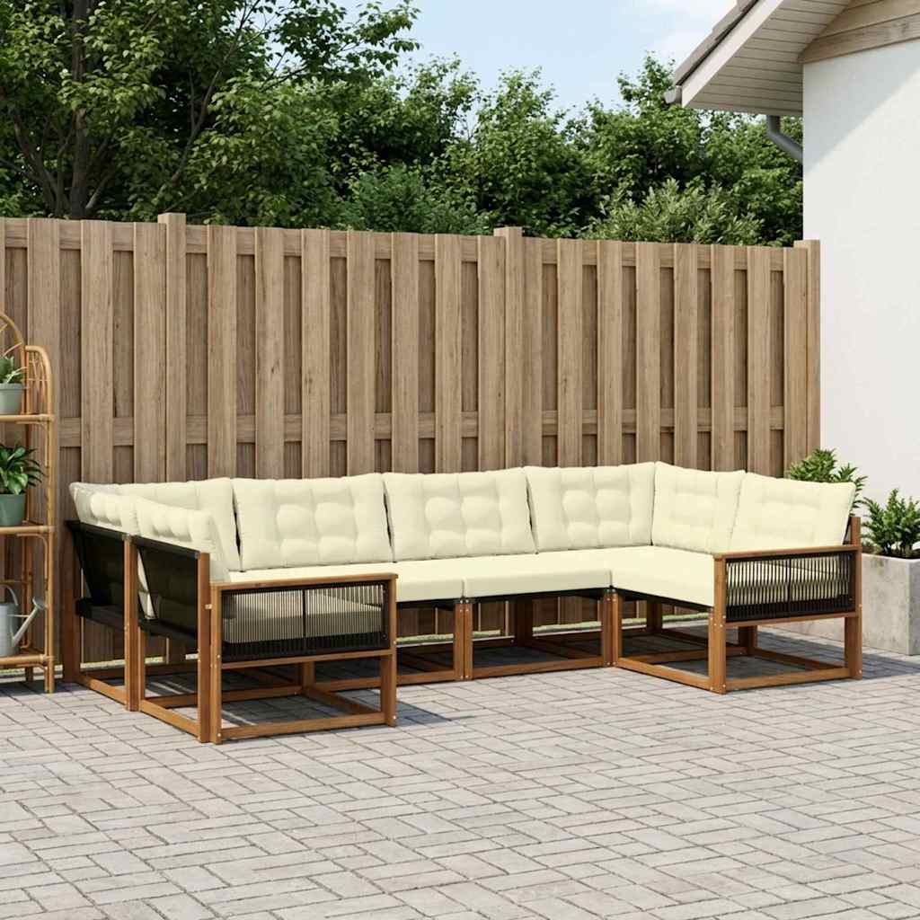 Outdoor-Sofagarnitur mit Kissen 6 pcs Natur und Creme