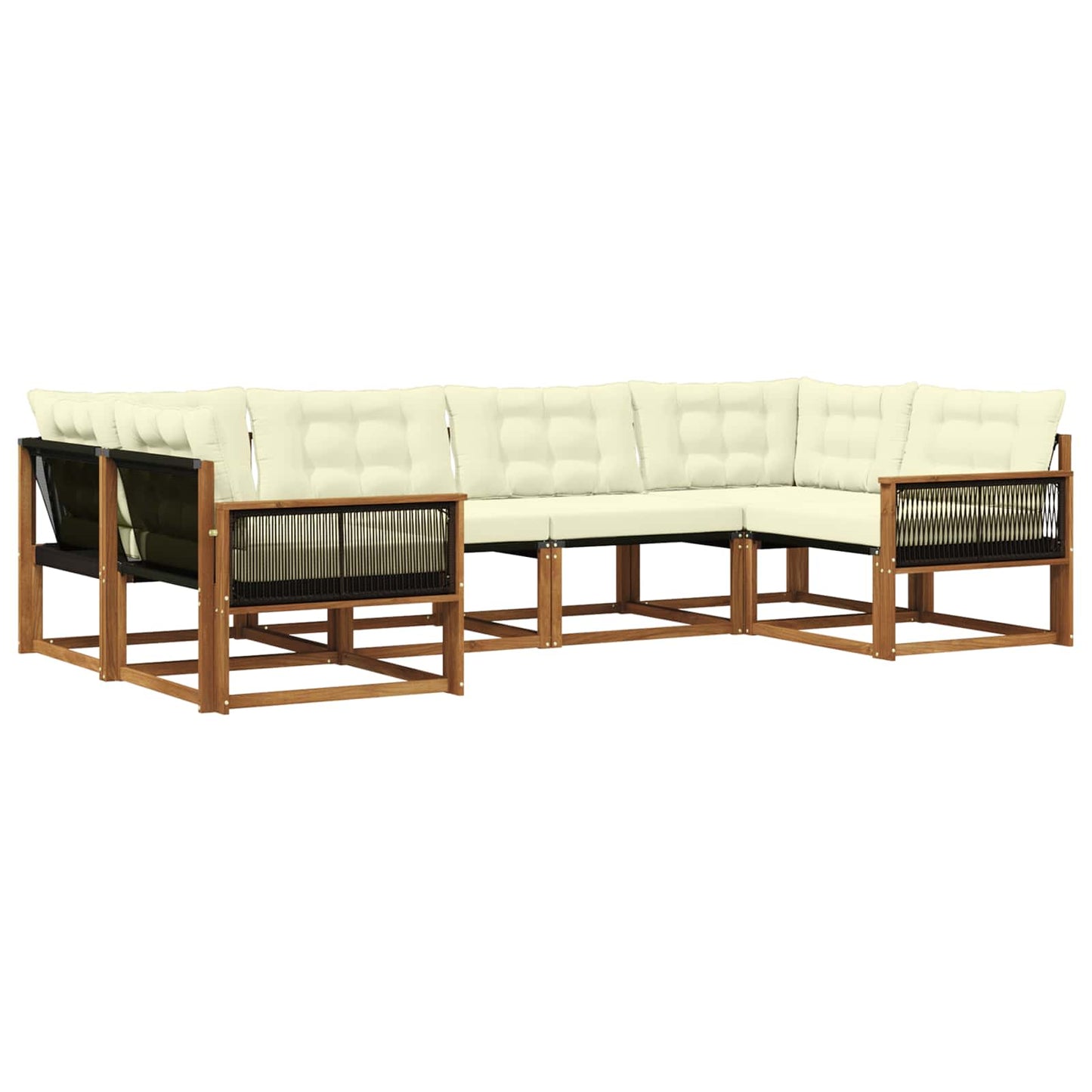 Outdoor-Sofagarnitur mit Kissen 6 pcs Natur und Creme