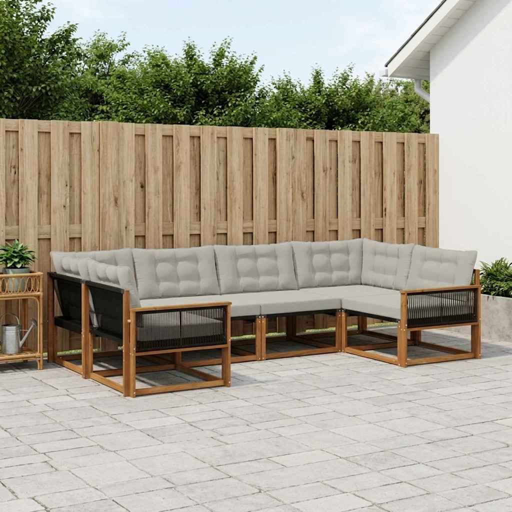 Outdoor-Sofagarnitur mit Kissen 6 pcs Natürlich und Hellgrau