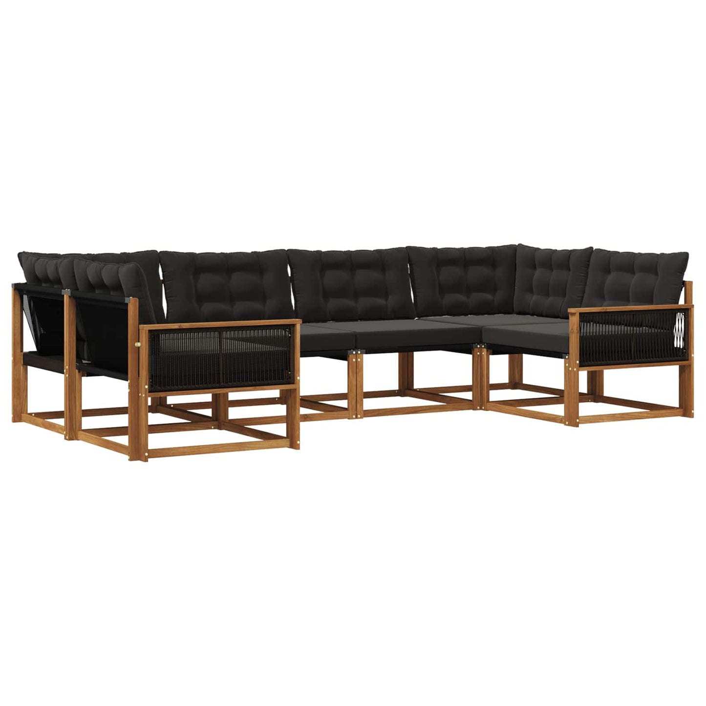 Outdoor-Sofagarnitur mit Kissen 6 pcs Natürlich und Schwarz
