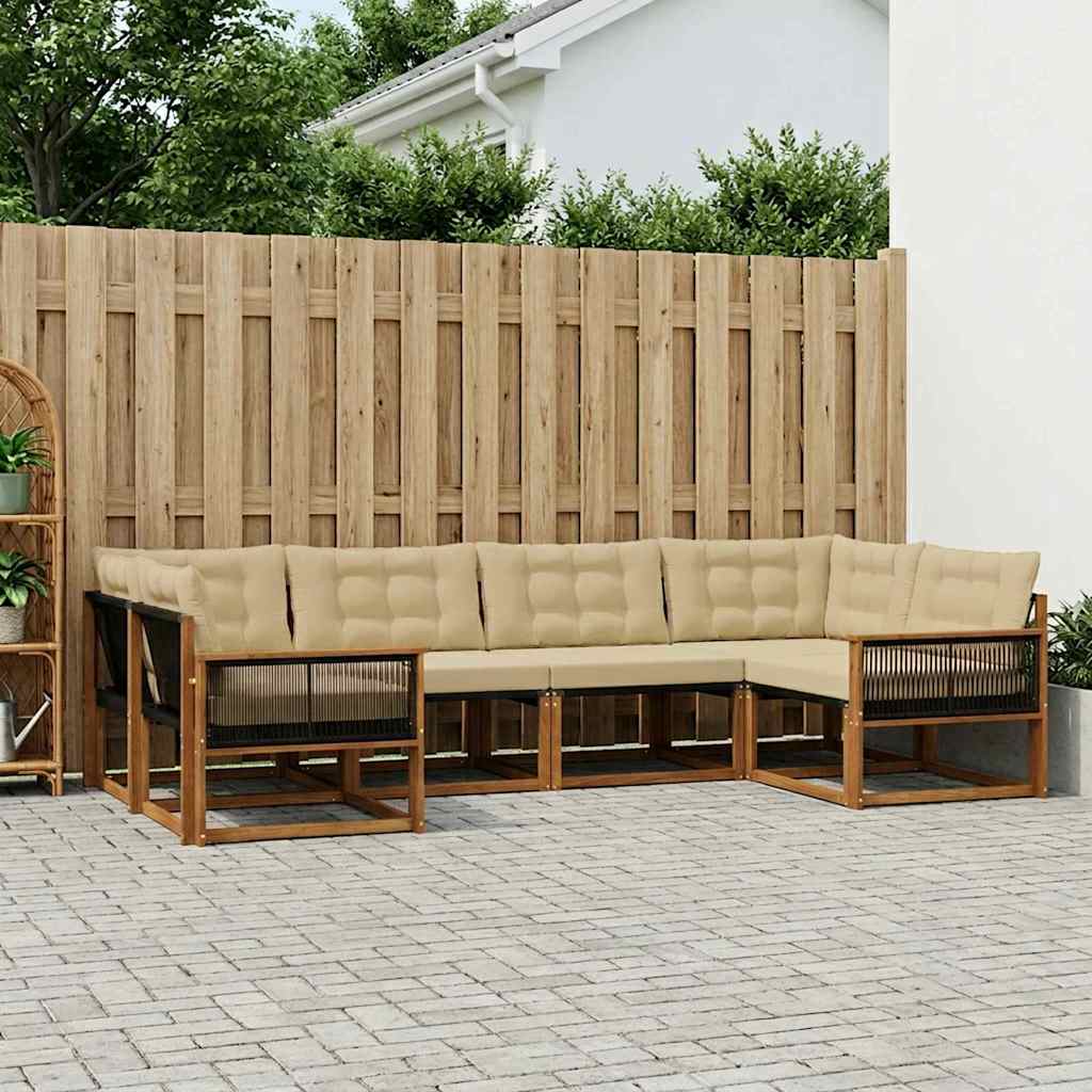 Outdoor-Sofagarnitur 6 stk. Natur und Beige