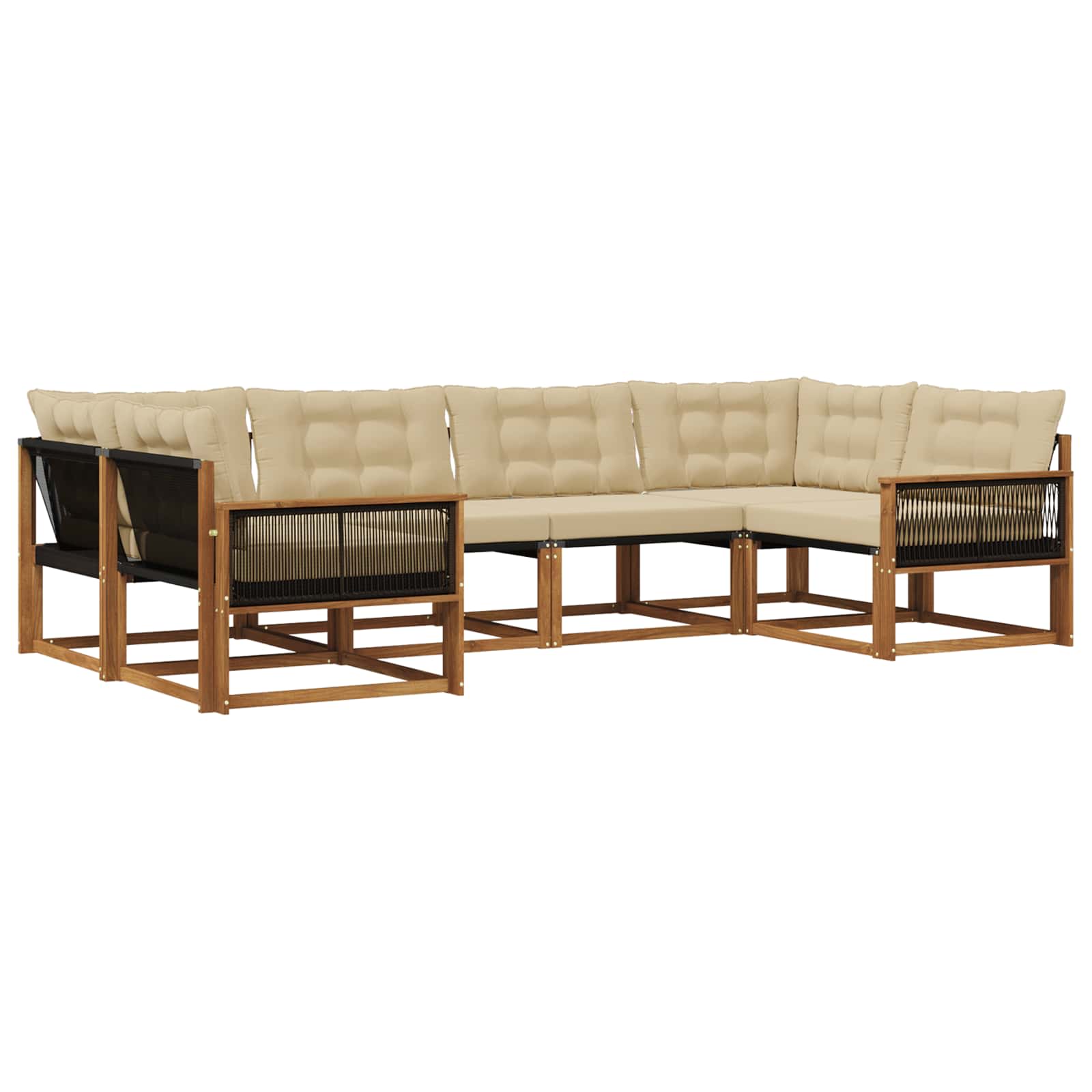 Outdoor-Sofagarnitur 6 stk. Natur und Beige