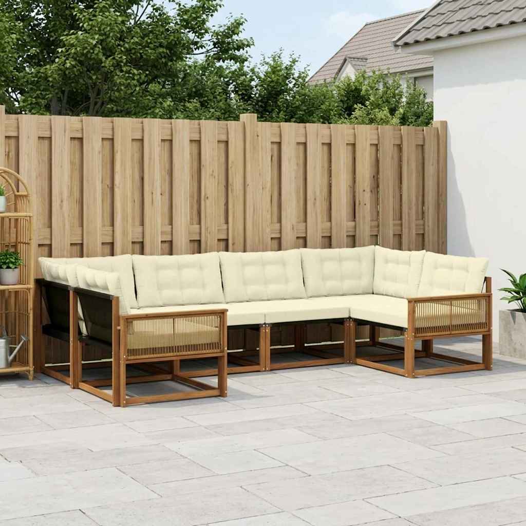 Outdoor-Sofagarnitur mit Kissen 6 pcs Natur und Creme