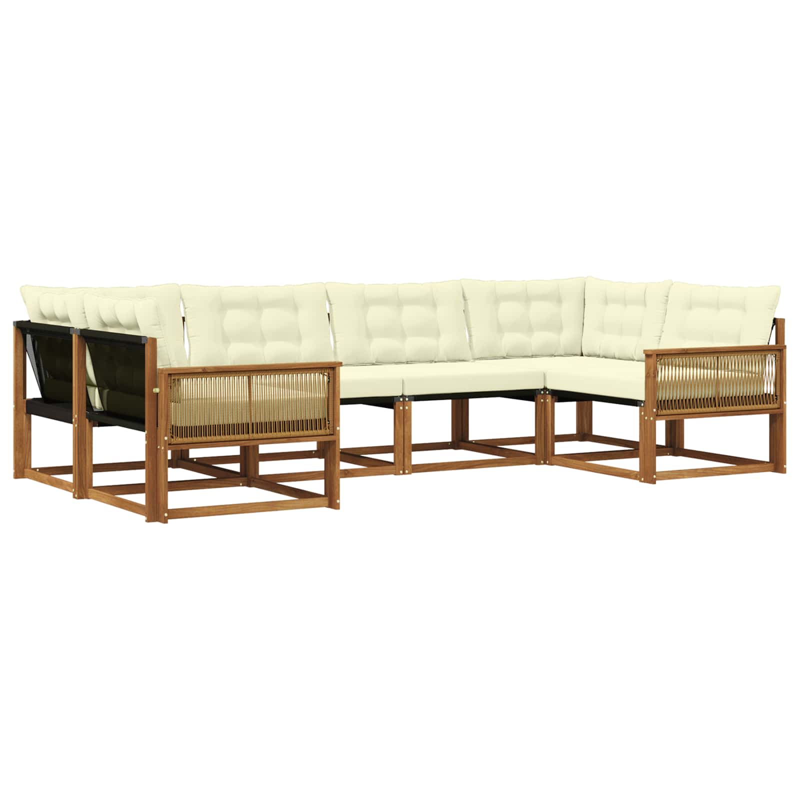 Outdoor-Sofagarnitur mit Kissen 6 pcs Natur und Creme