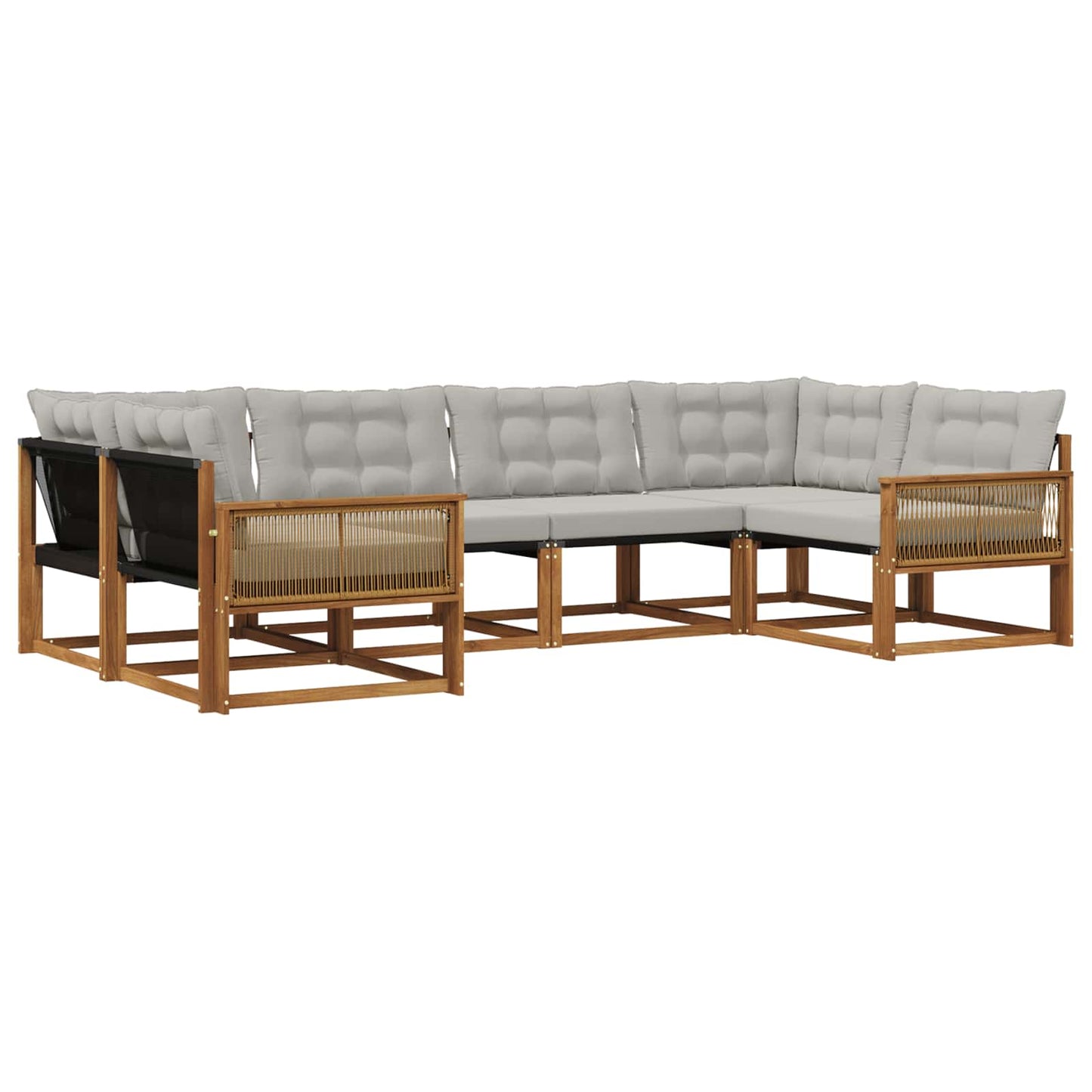 Outdoor-Sofagarnitur mit Kissen 6 pcs Natürlich und Hellgrau