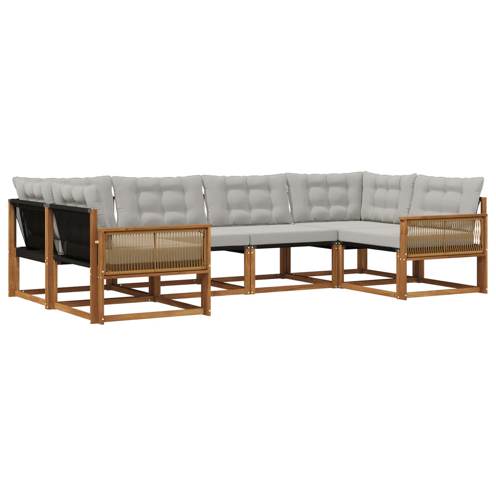 Outdoor-Sofagarnitur mit Kissen 6 pcs Natürlich und Hellgrau