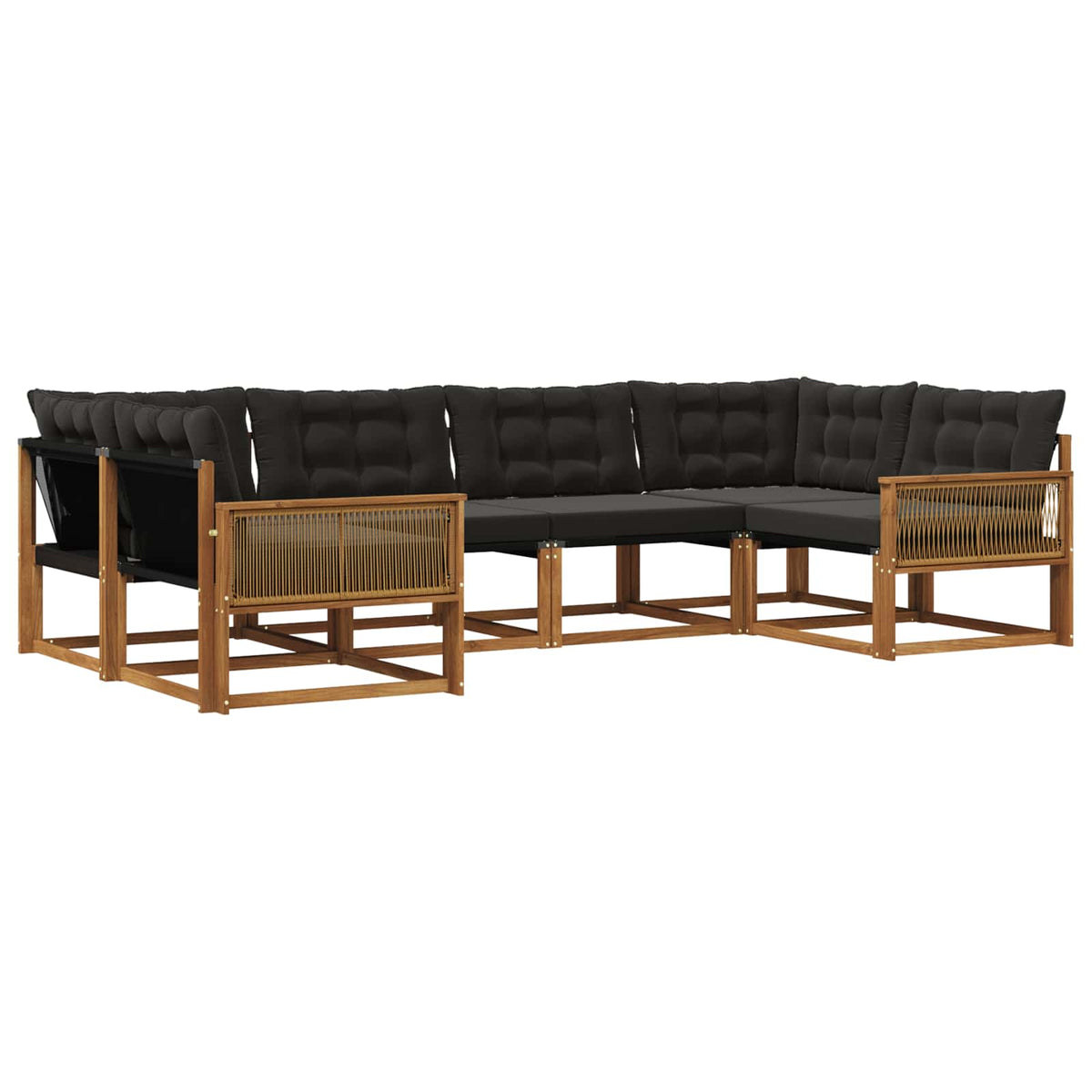 Outdoor-Sofagarnitur 6 stk. Natur und Schwarz