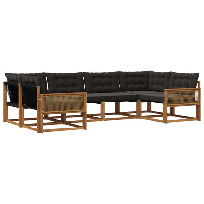 Outdoor-Sofagarnitur 6 stk. Natur und Schwarz
