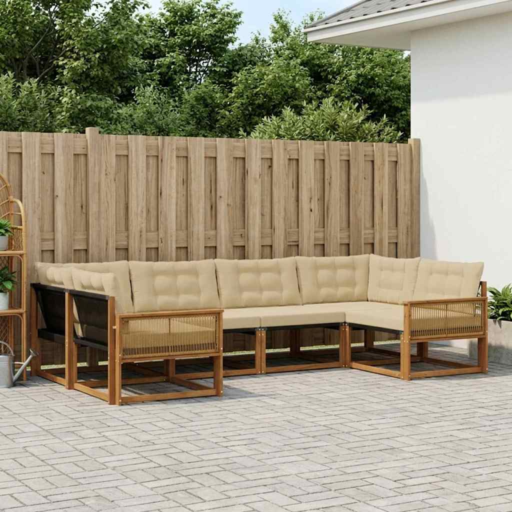 Outdoor-Sofagarnitur mit Kissen 6 pcs Natur und Beige