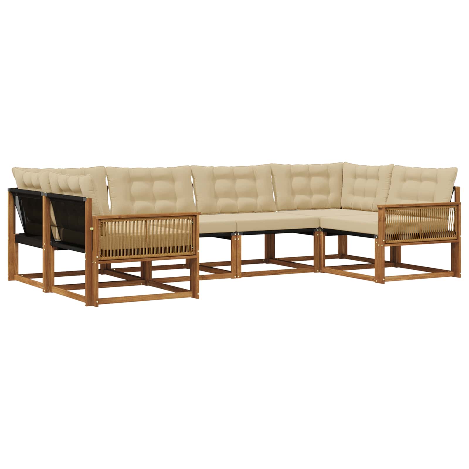 Outdoor-Sofagarnitur mit Kissen 6 pcs Natur und Beige