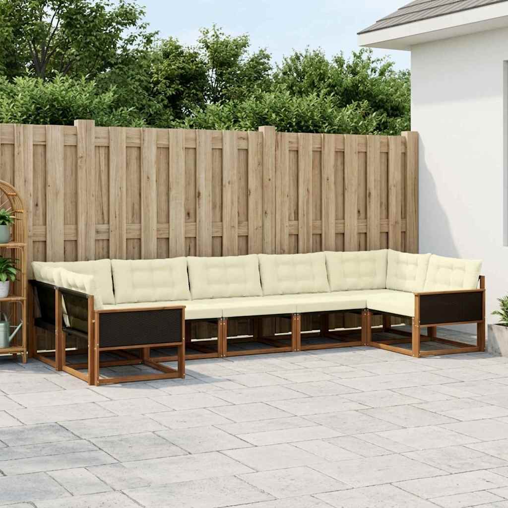 Outdoor-Sofagarnitur mit Kissen 7 pcs Natur und Creme