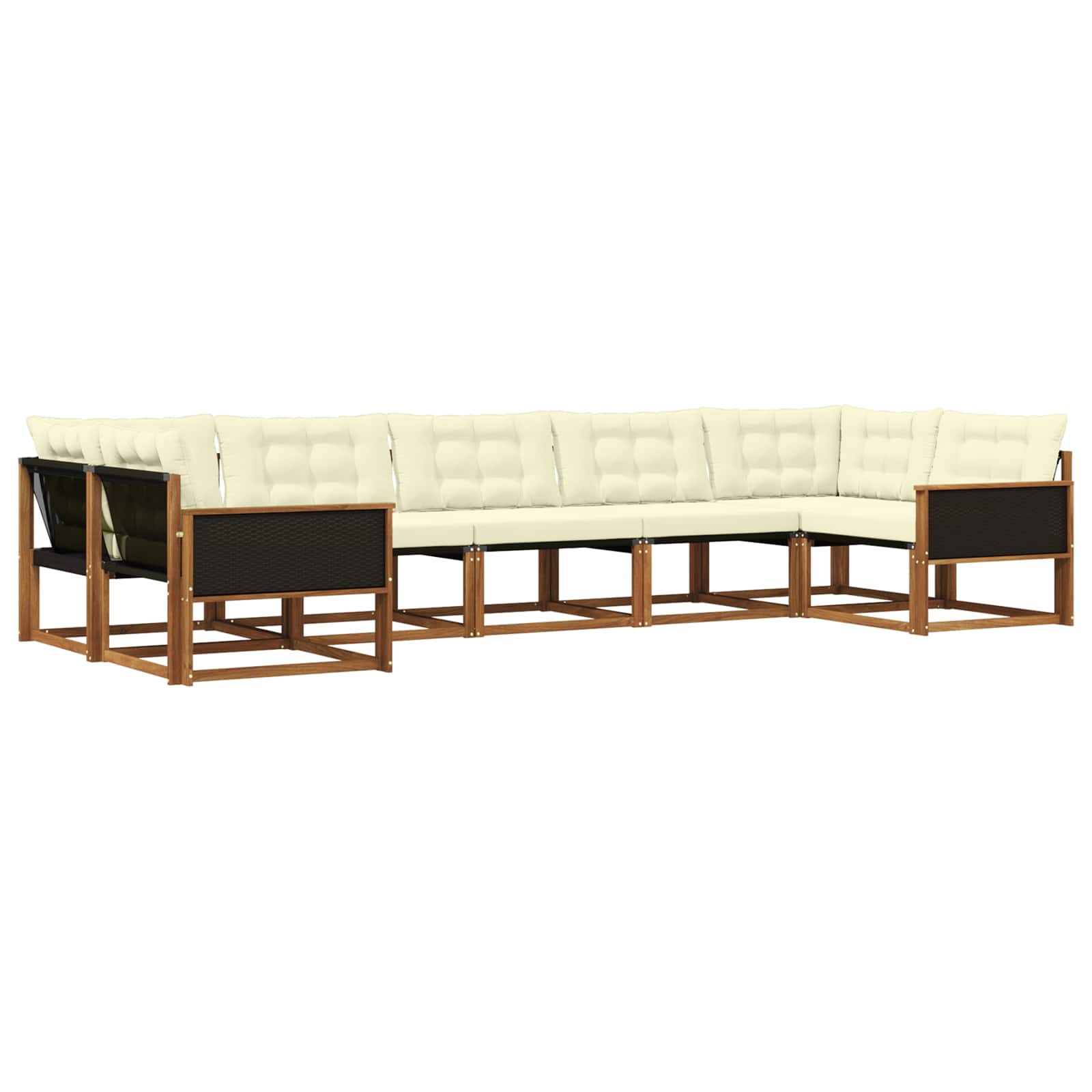 Outdoor-Sofagarnitur mit Kissen 7 pcs Natur und Creme