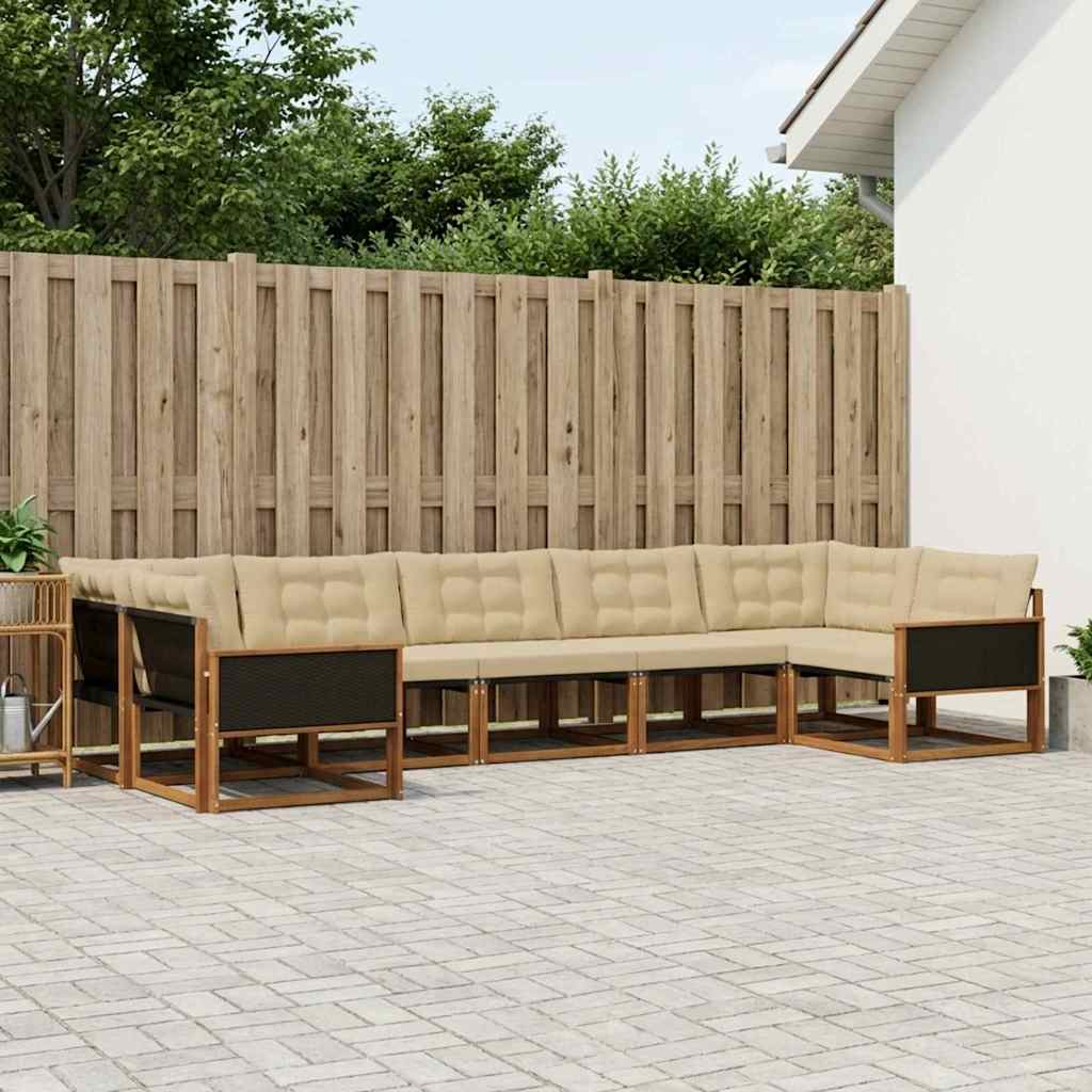 Outdoor-Sofagarnitur 7 stk. Natur und Beige