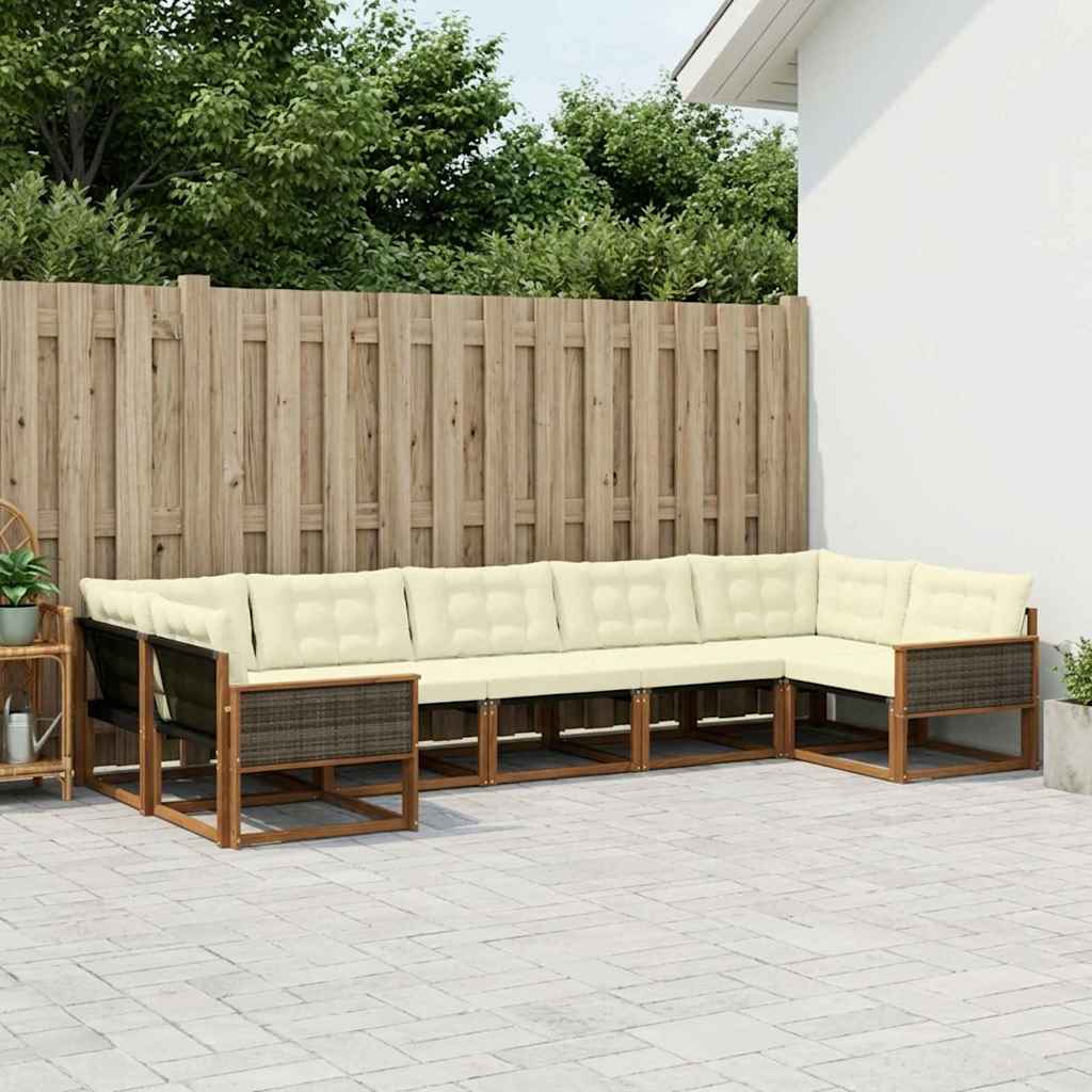 Outdoor-Sofagarnitur mit Kissen 7 pcs Natur und Creme