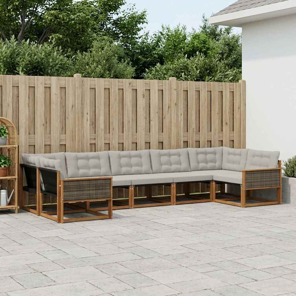 Outdoor-Sofagarnitur mit Kissen 7 pcs Natürlich und Hellgrau