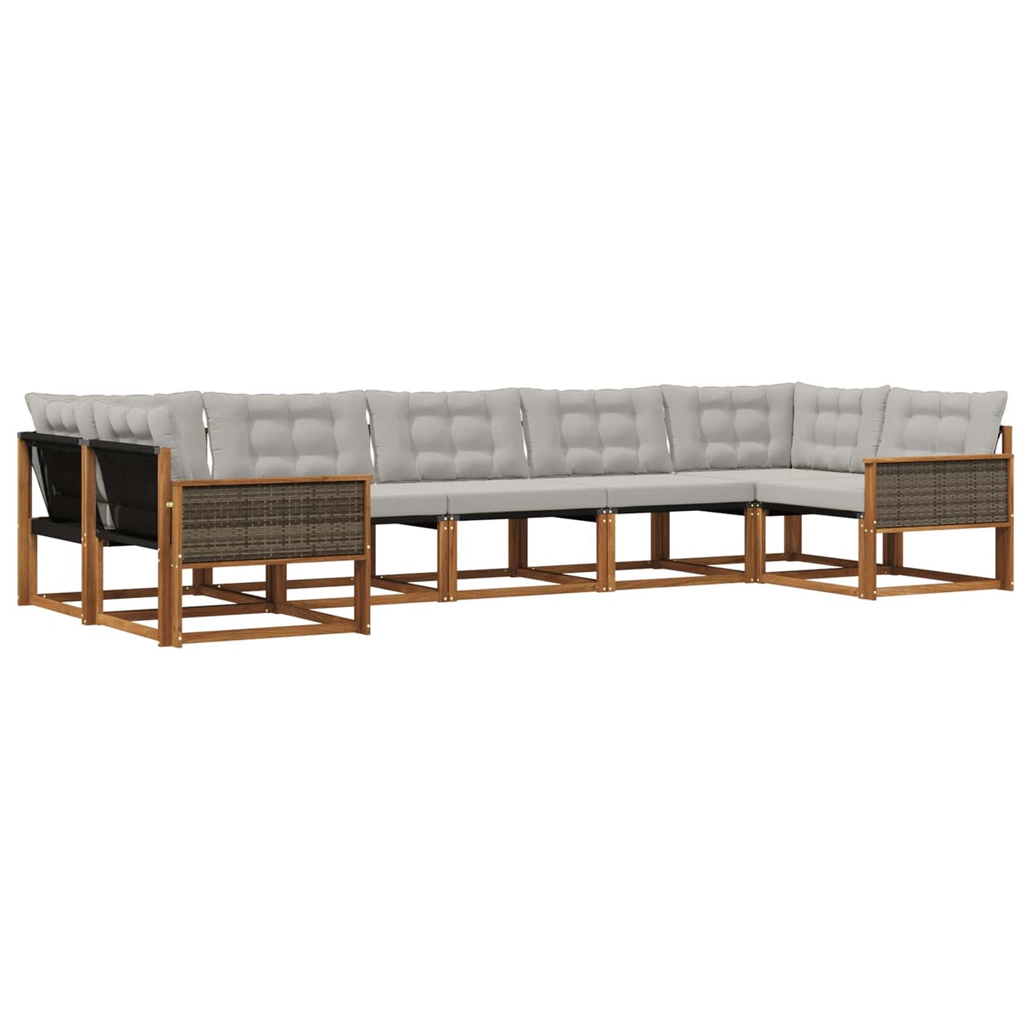 Outdoor-Sofagarnitur mit Kissen 7 pcs Natürlich und Hellgrau