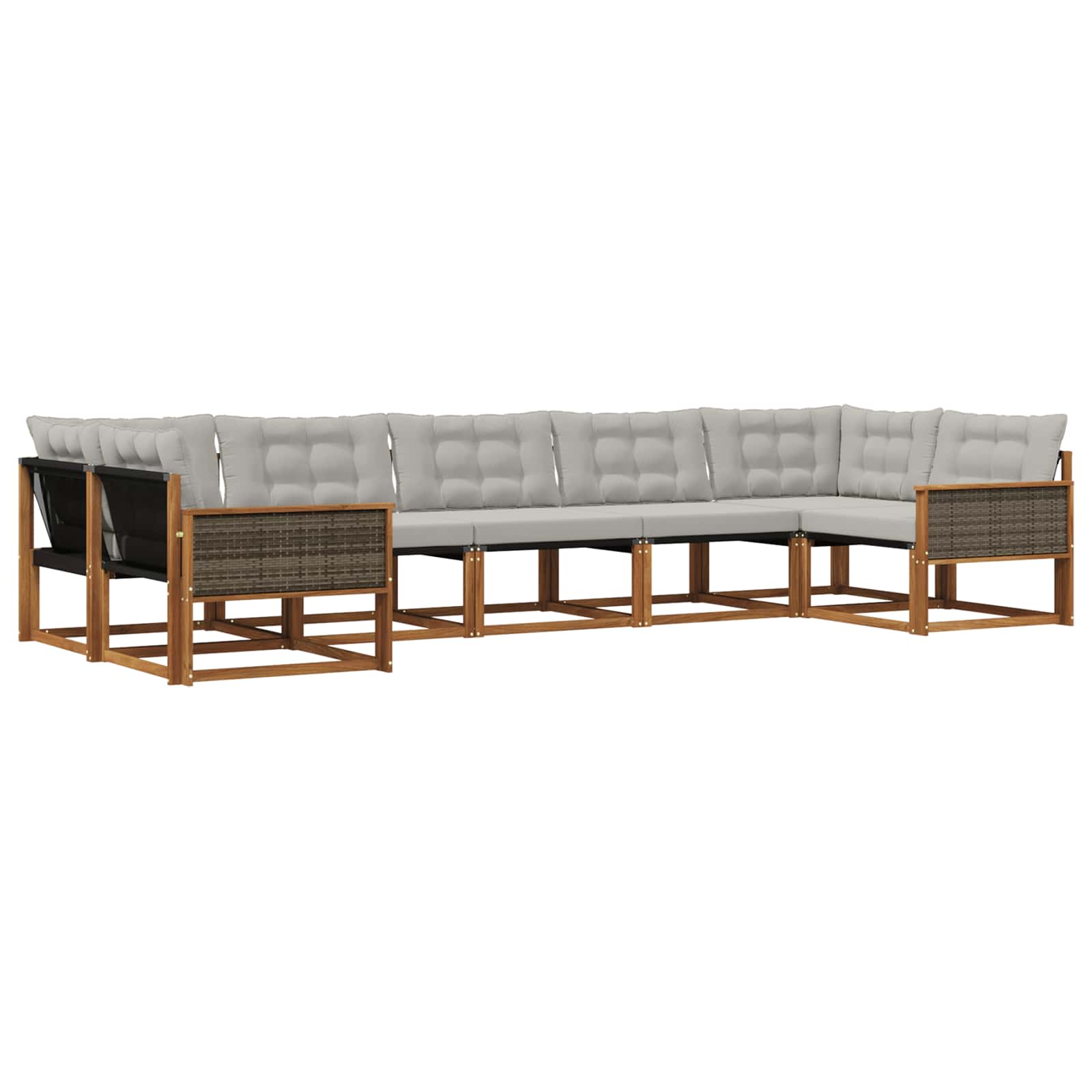 Outdoor-Sofagarnitur mit Kissen 7 pcs Natürlich und Hellgrau