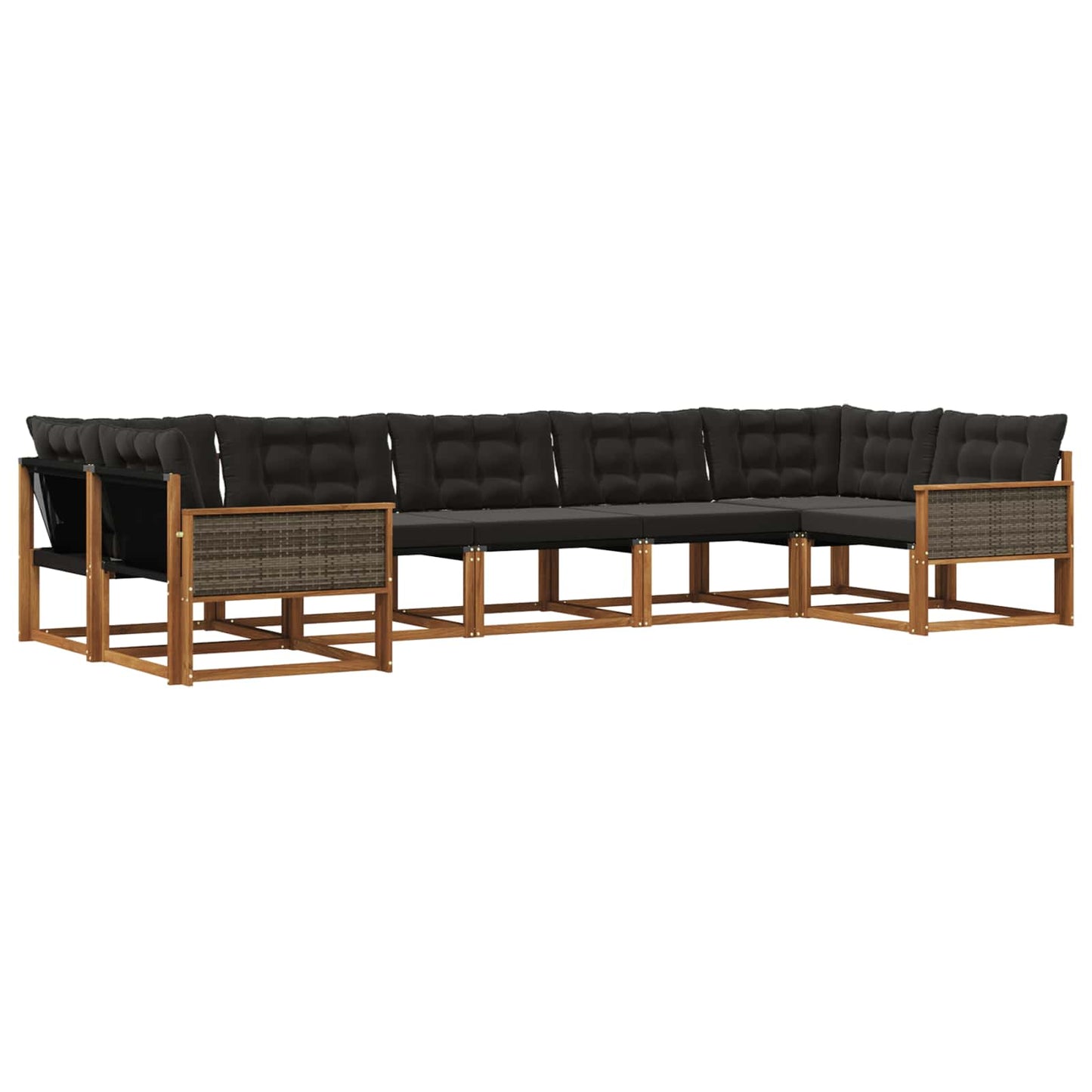 Outdoor-Sofagarnitur mit Kissen 7 pcs Natürlich und Schwarz