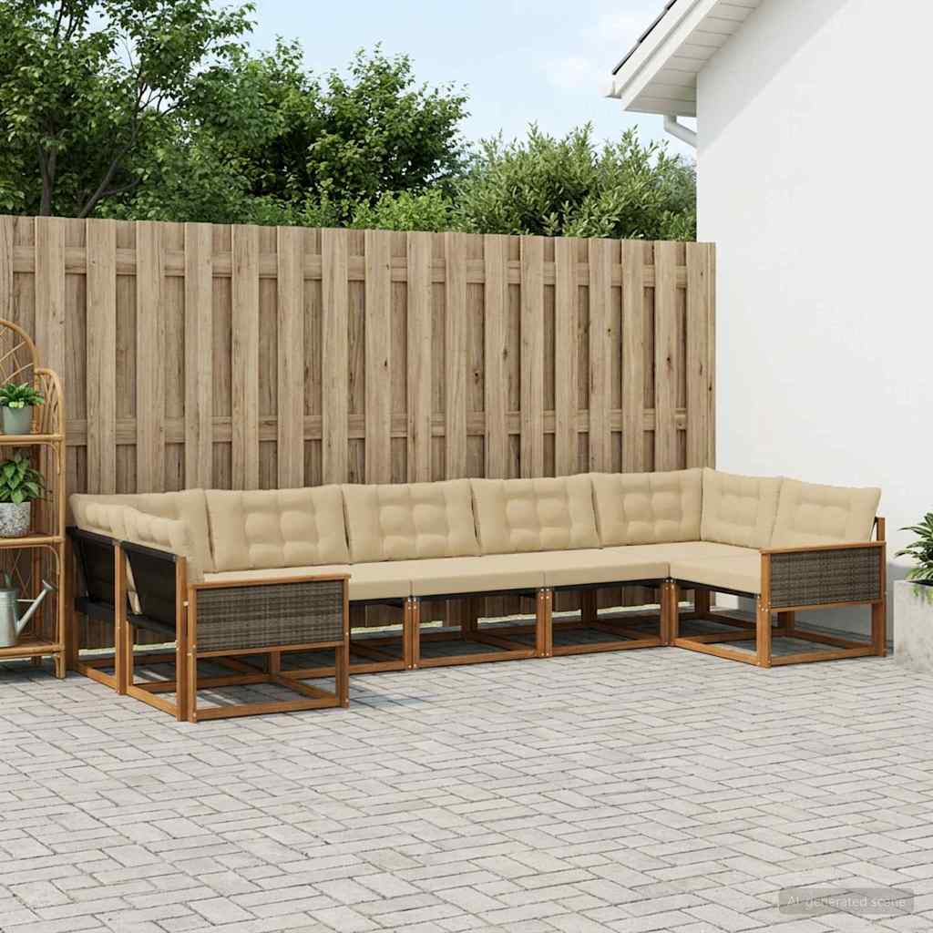 Outdoor-Sofagarnitur mit Kissen 7 pcs Natur und Beige