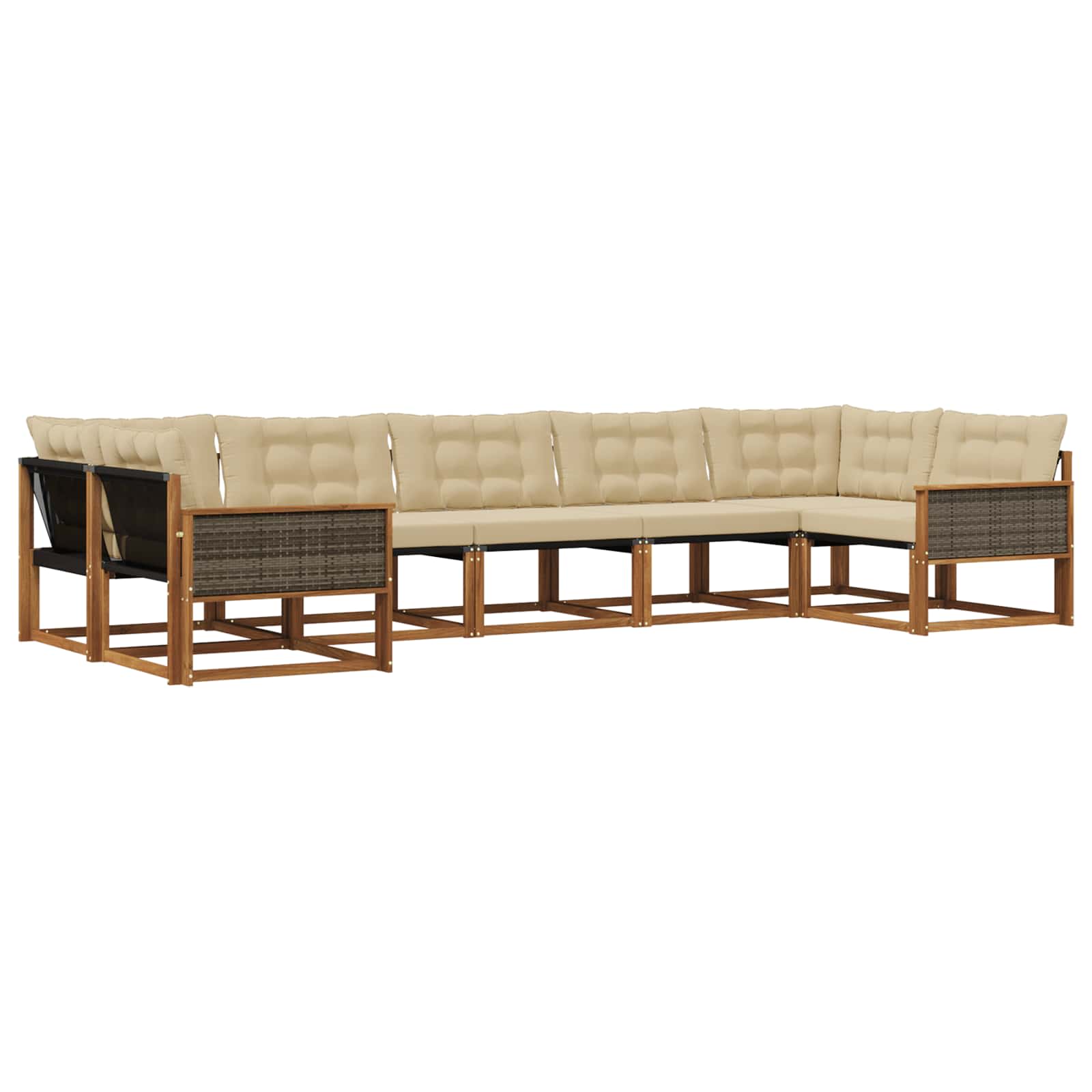 Outdoor-Sofagarnitur mit Kissen 7 pcs Natur und Beige