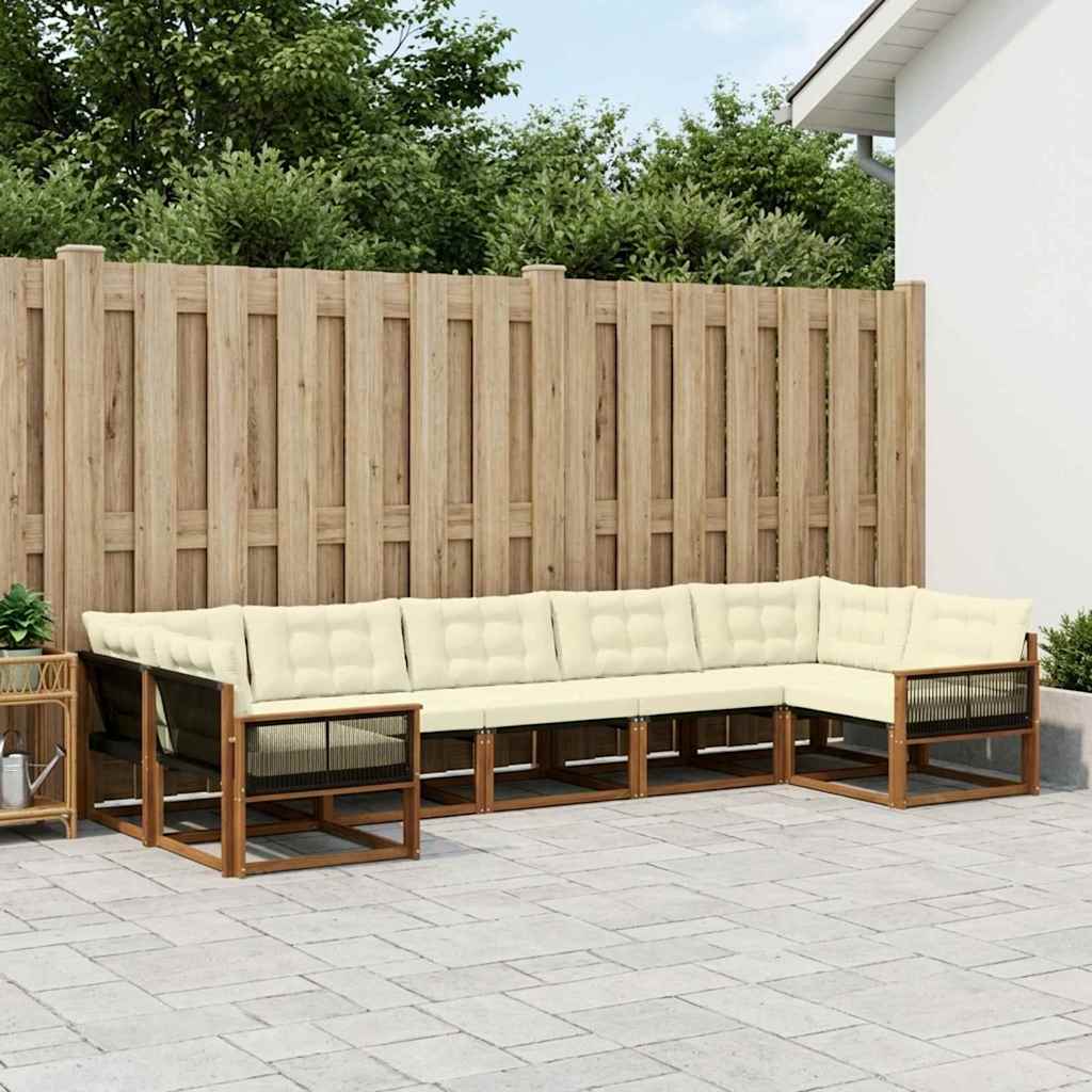 Outdoor-Sofagarnitur 7 stk. Natur und Creme