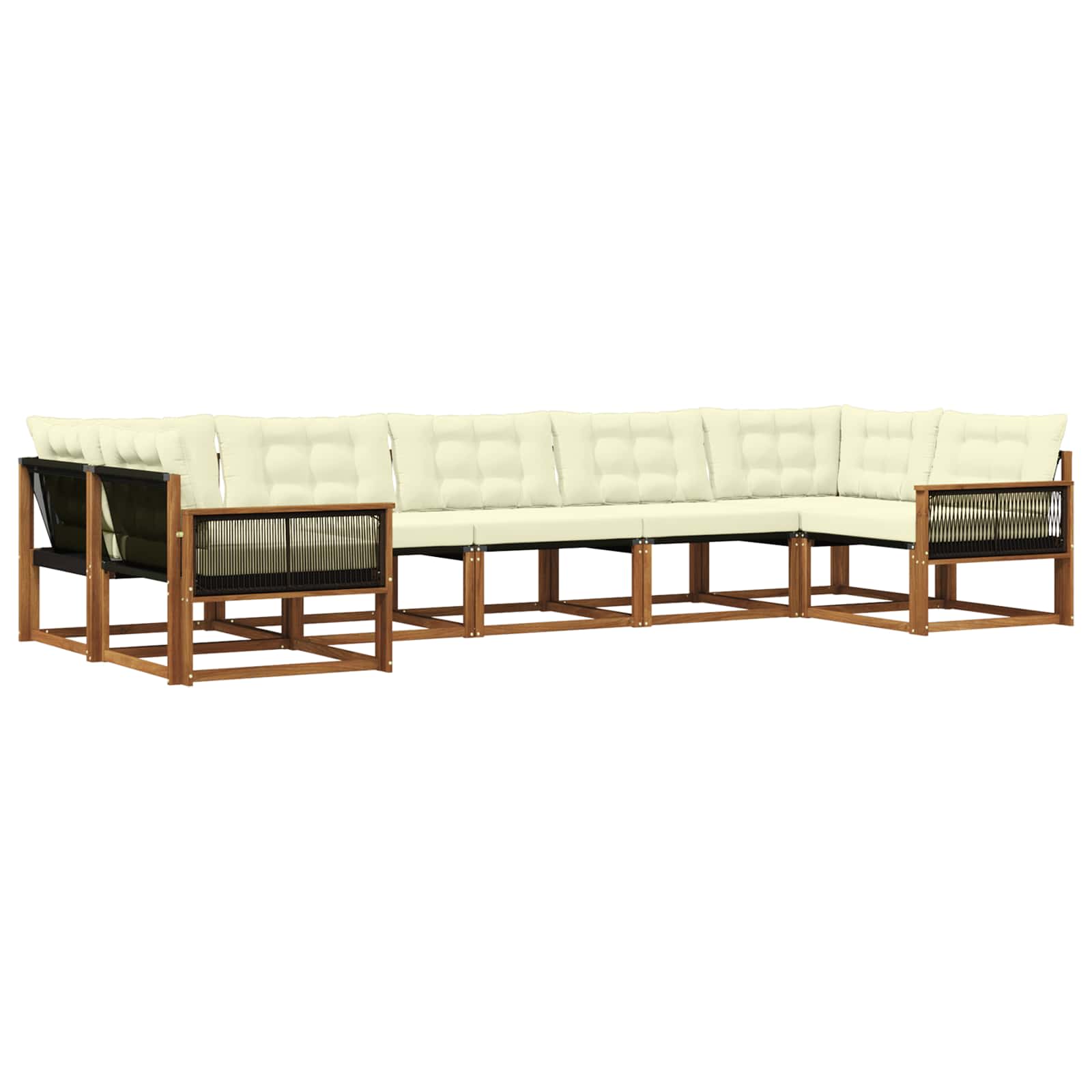 Outdoor-Sofagarnitur 7 stk. Natur und Creme
