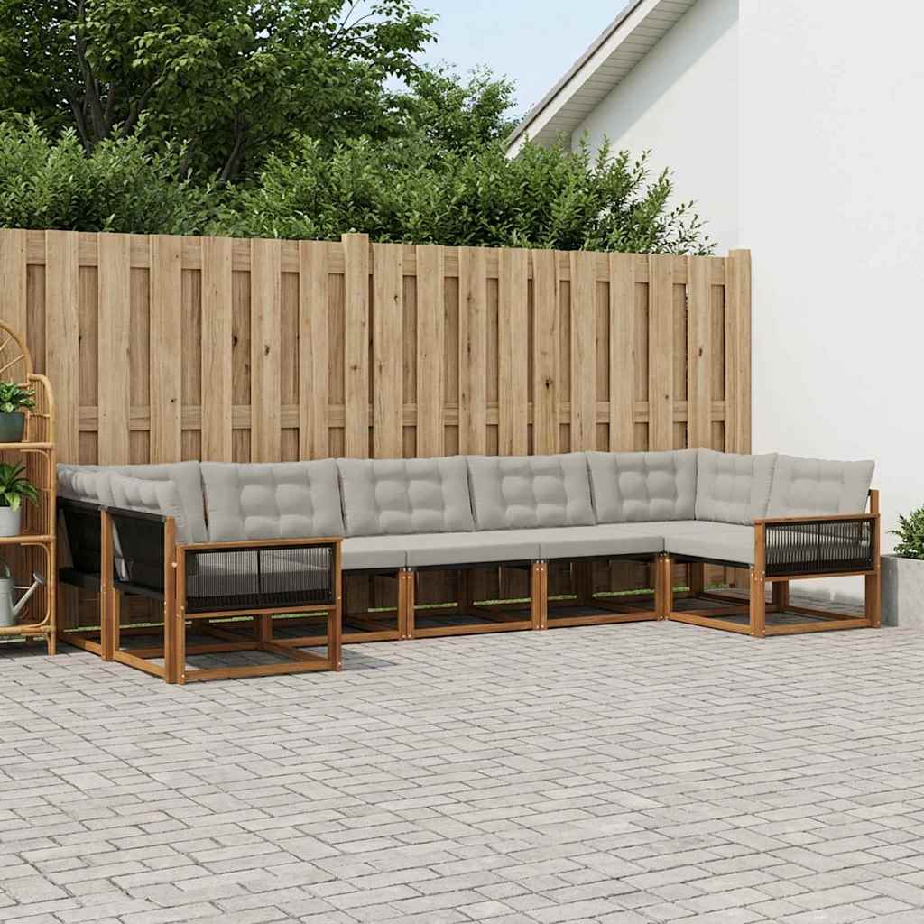 Outdoor-Sofagarnitur 7 stk. Natürlich und Hellgrau
