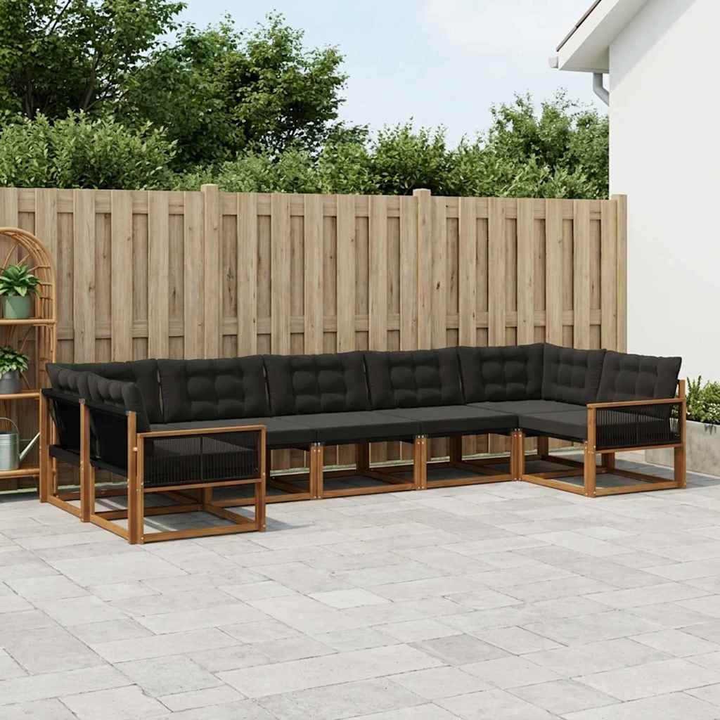 Outdoor-Sofagarnitur 7 stk. Natürlich und Schwarz
