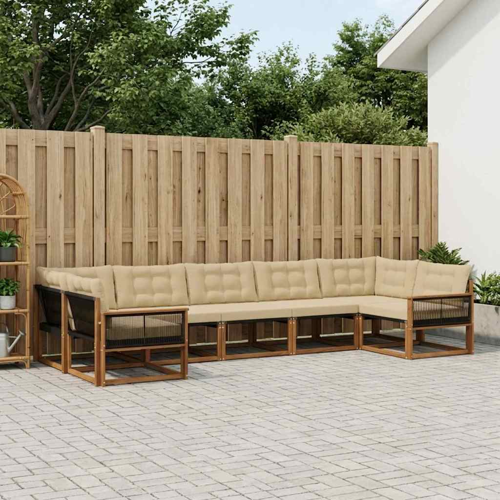 Outdoor-Sofagarnitur mit Kissen 7 pcs Natur und Beige