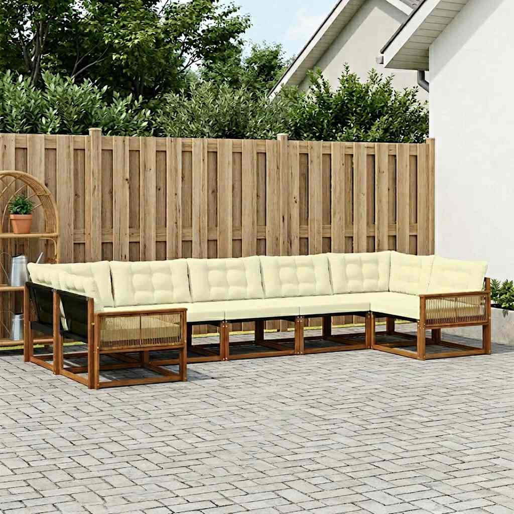 Outdoor-Sofagarnitur mit Kissen 7 pcs Natur und Creme