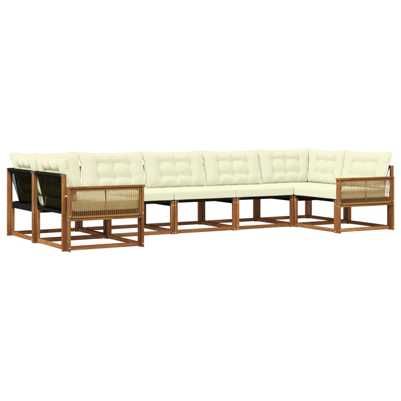 Outdoor-Sofagarnitur 7 stk. Natur und Creme