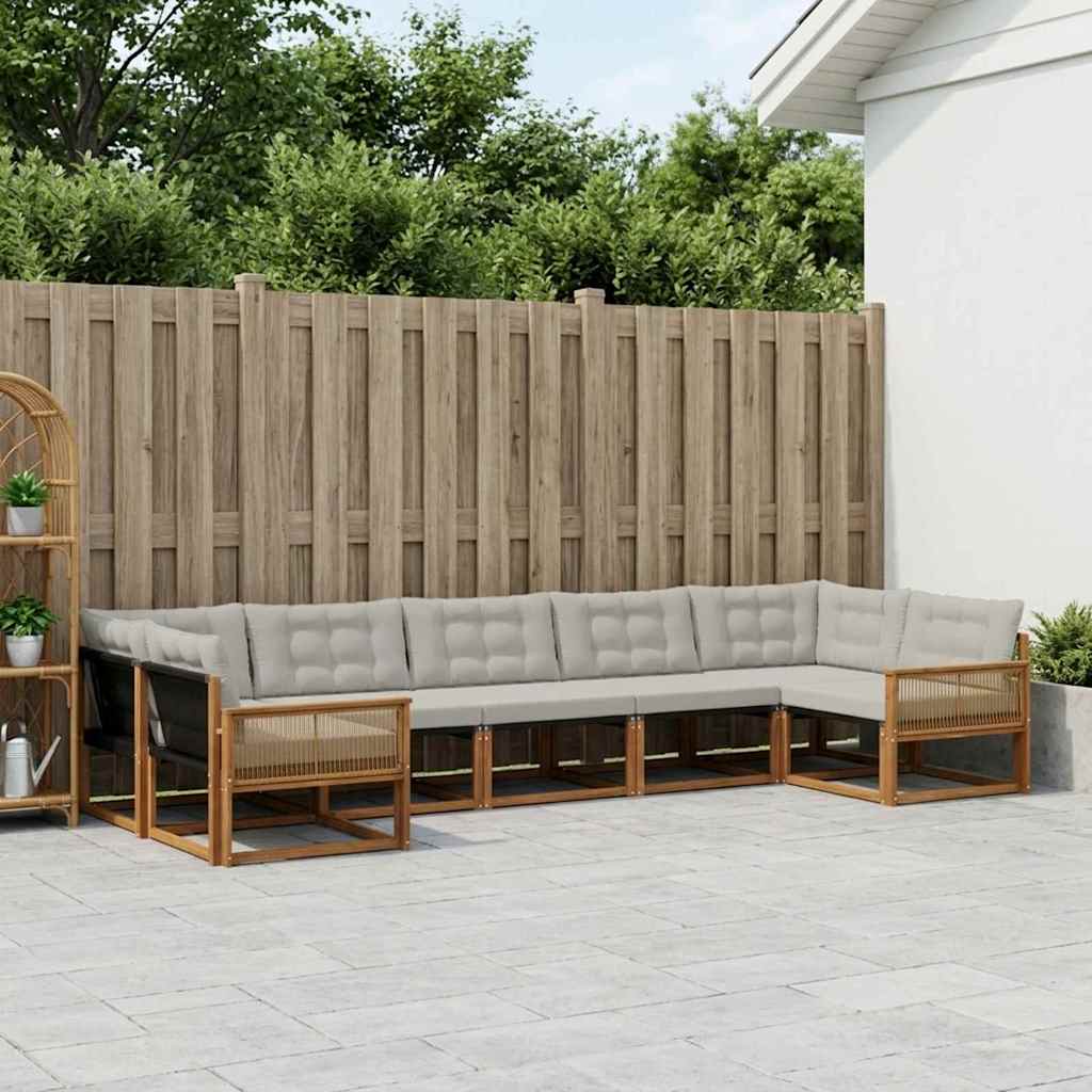 Outdoor-Sofagarnitur 7 stk. Natur und Hellgrau