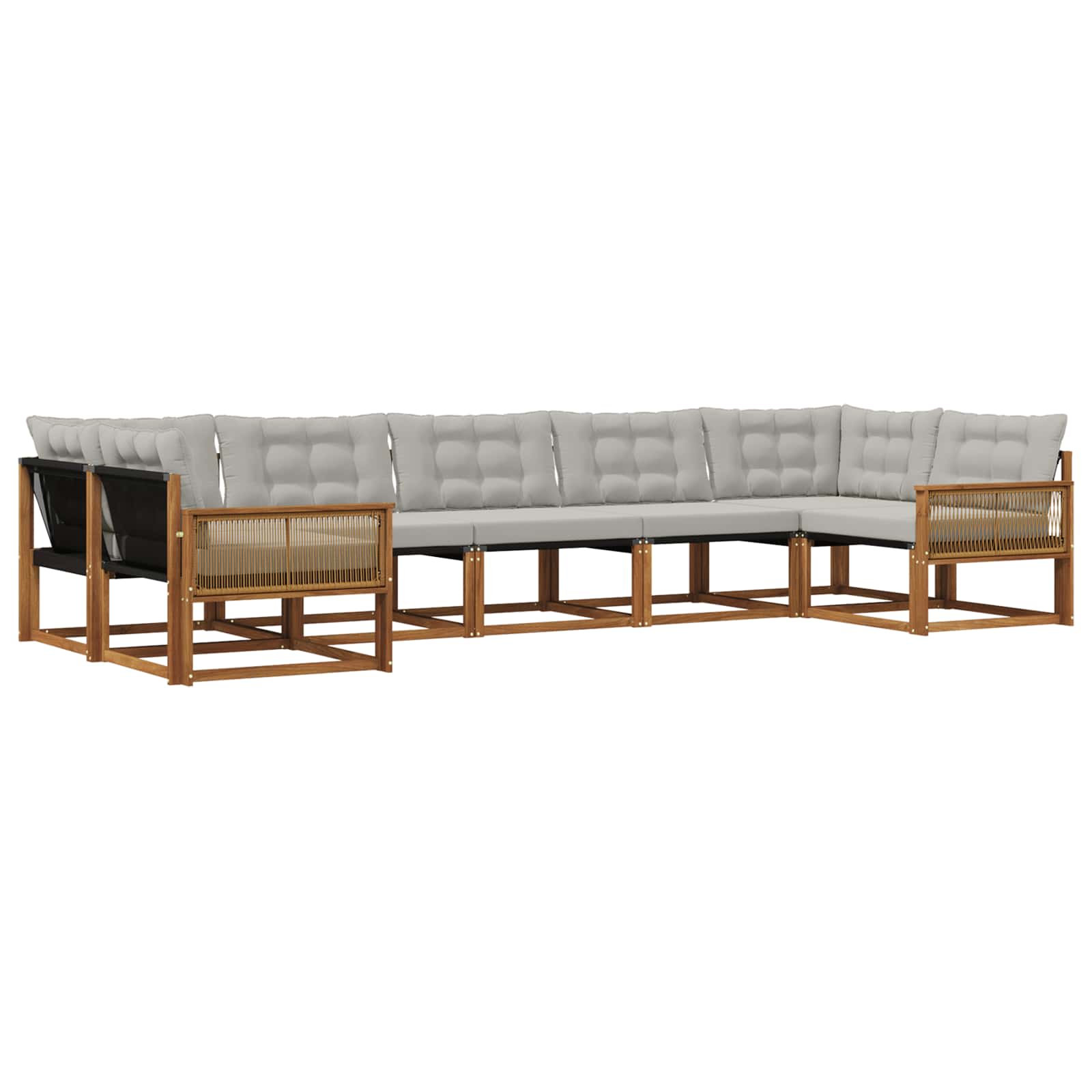 Outdoor-Sofagarnitur mit Kissen 7 pcs Natürlich und Hellgrau
