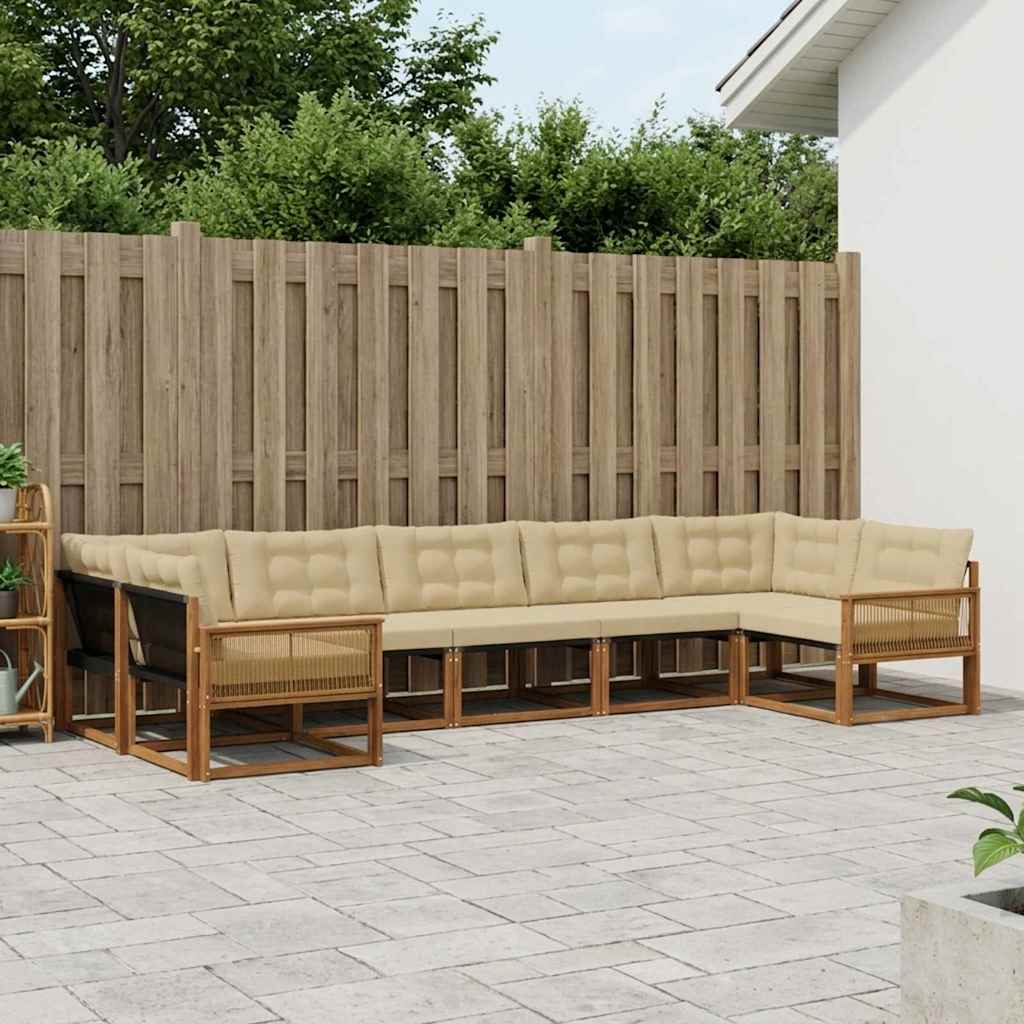 Outdoor-Sofagarnitur mit Kissen 7 pcs Natur und Beige