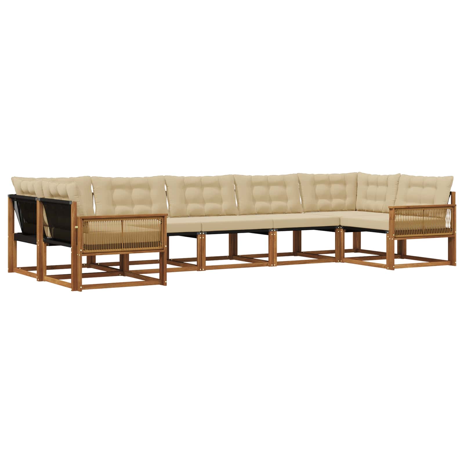 Outdoor-Sofagarnitur mit Kissen 7 pcs Natur und Beige