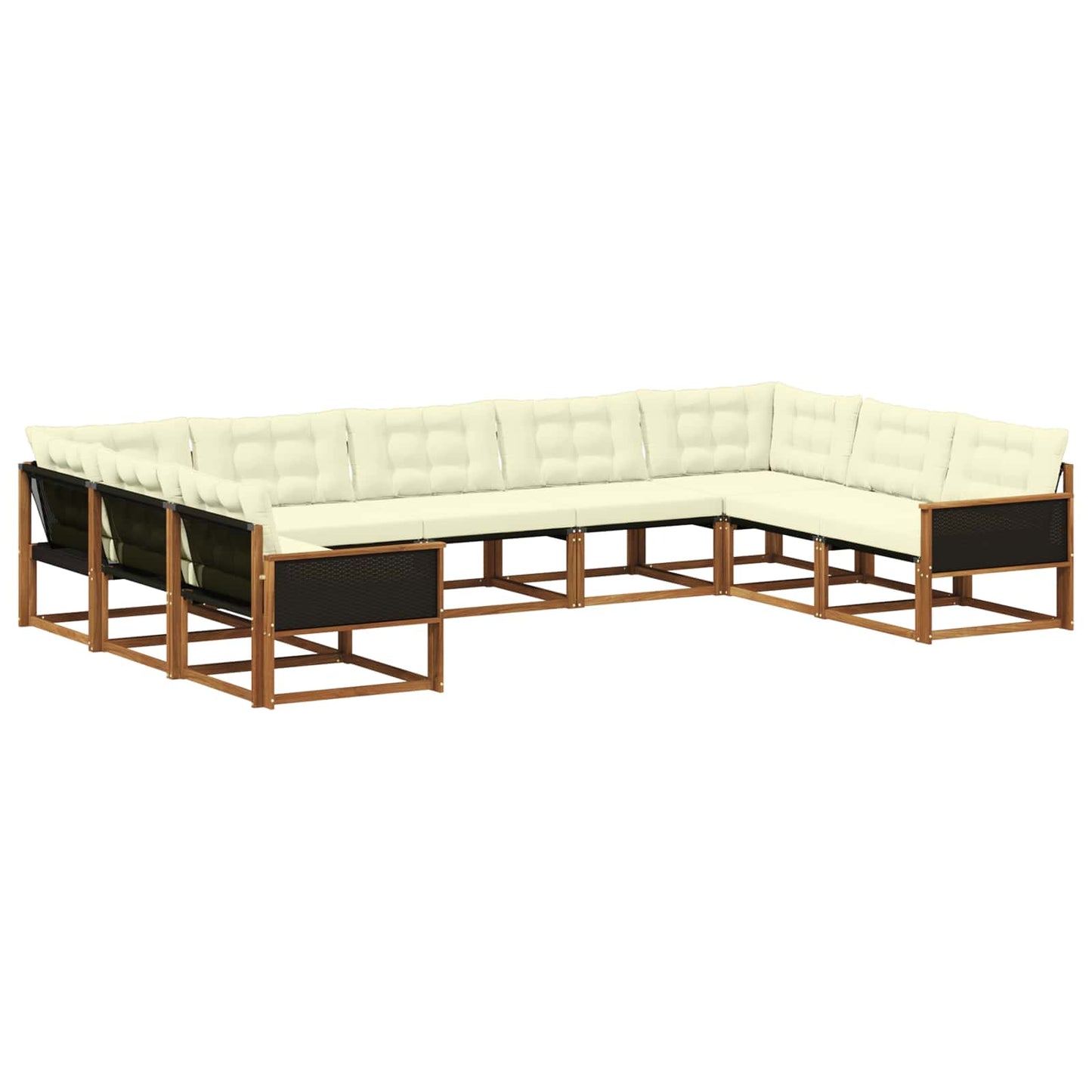Outdoor-Sofagarnitur mit Kissen 9 pcs Natur und Creme