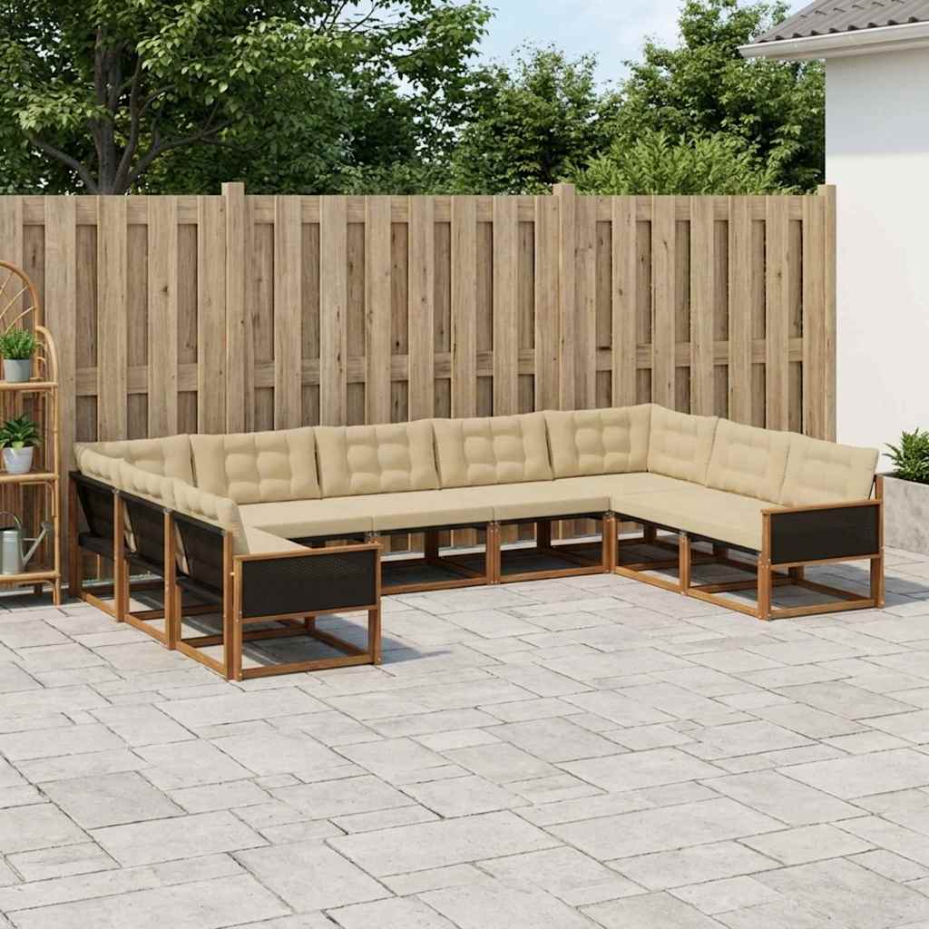 Outdoor-Sofagarnitur 9 stk. Natur und Beige