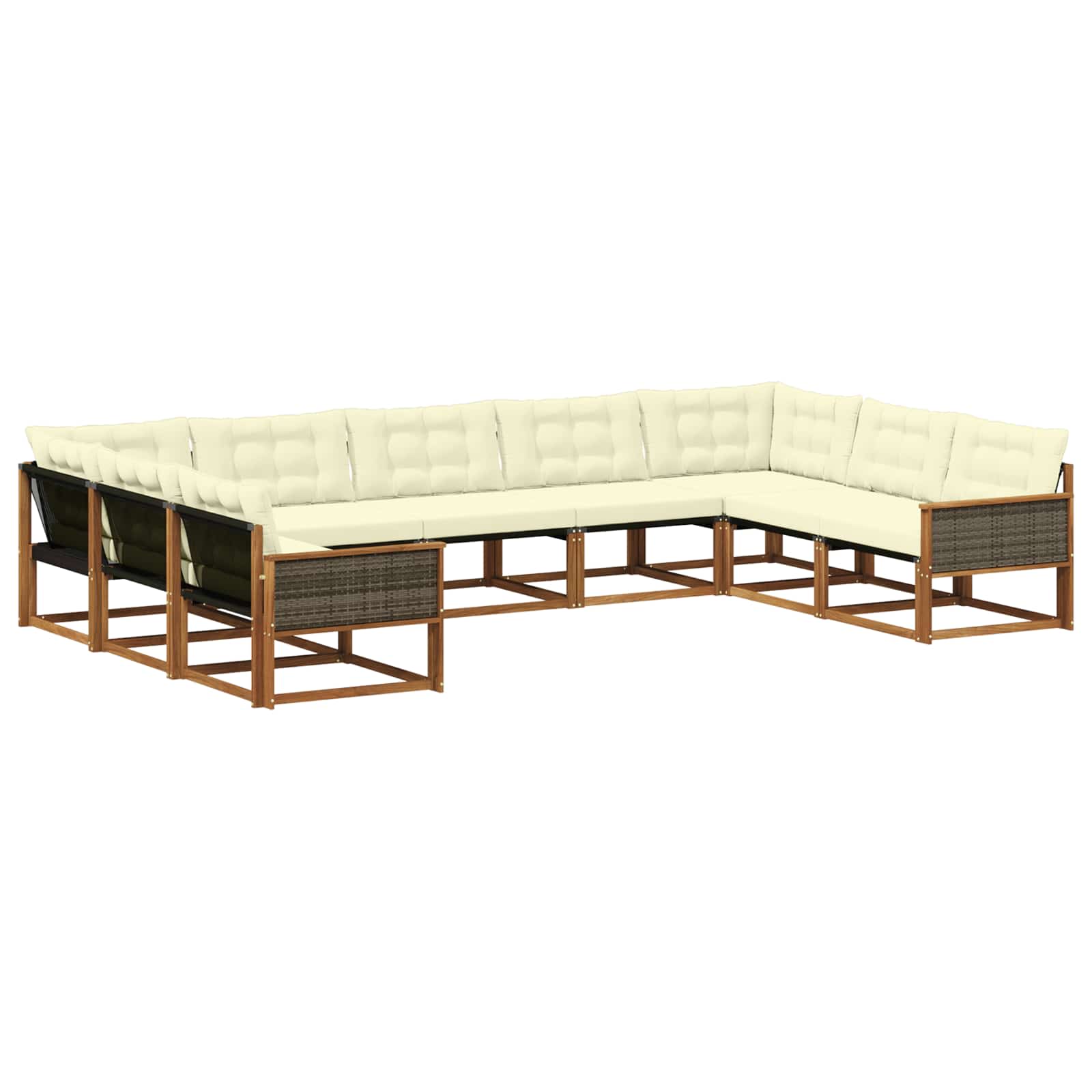 Outdoor-Sofagarnitur mit Kissen 9 pcs Natur und Creme