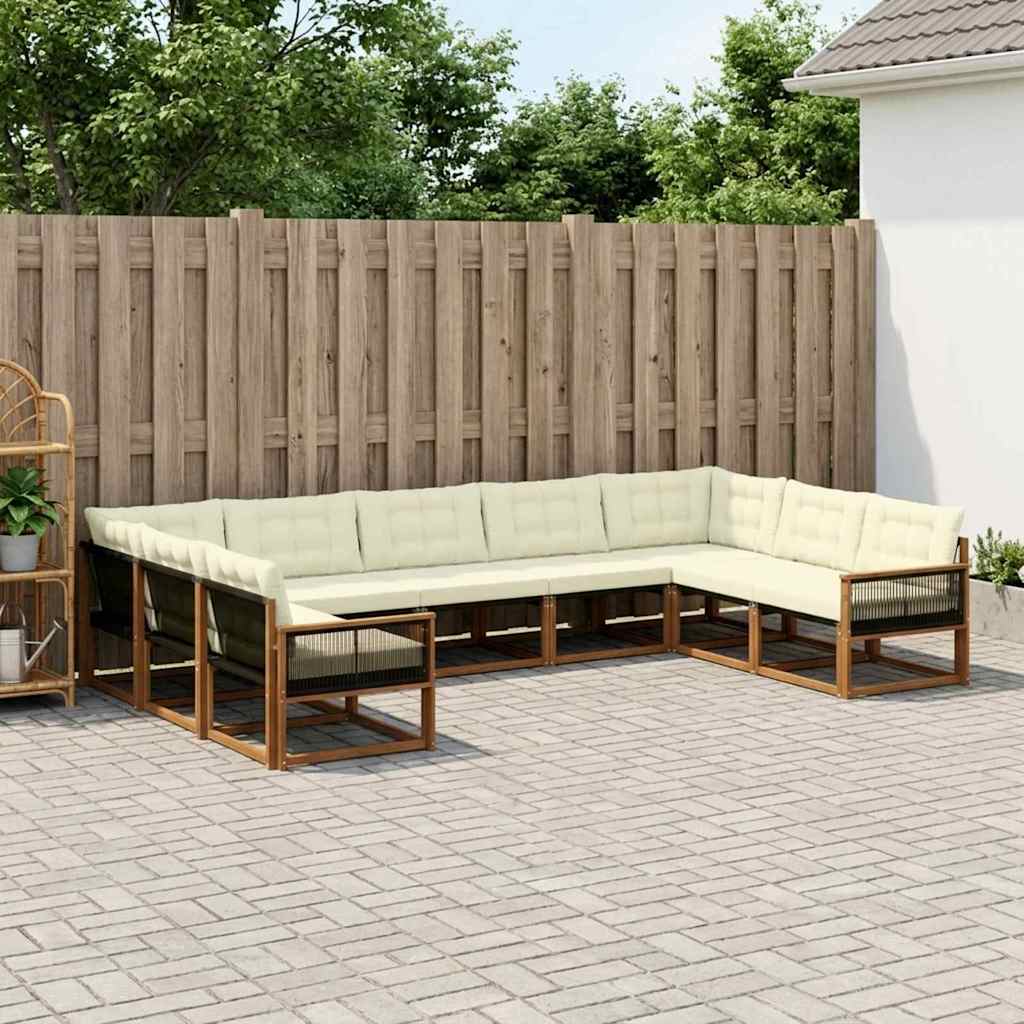 Outdoor-Sofagarnitur 9 stk. Natur und Creme