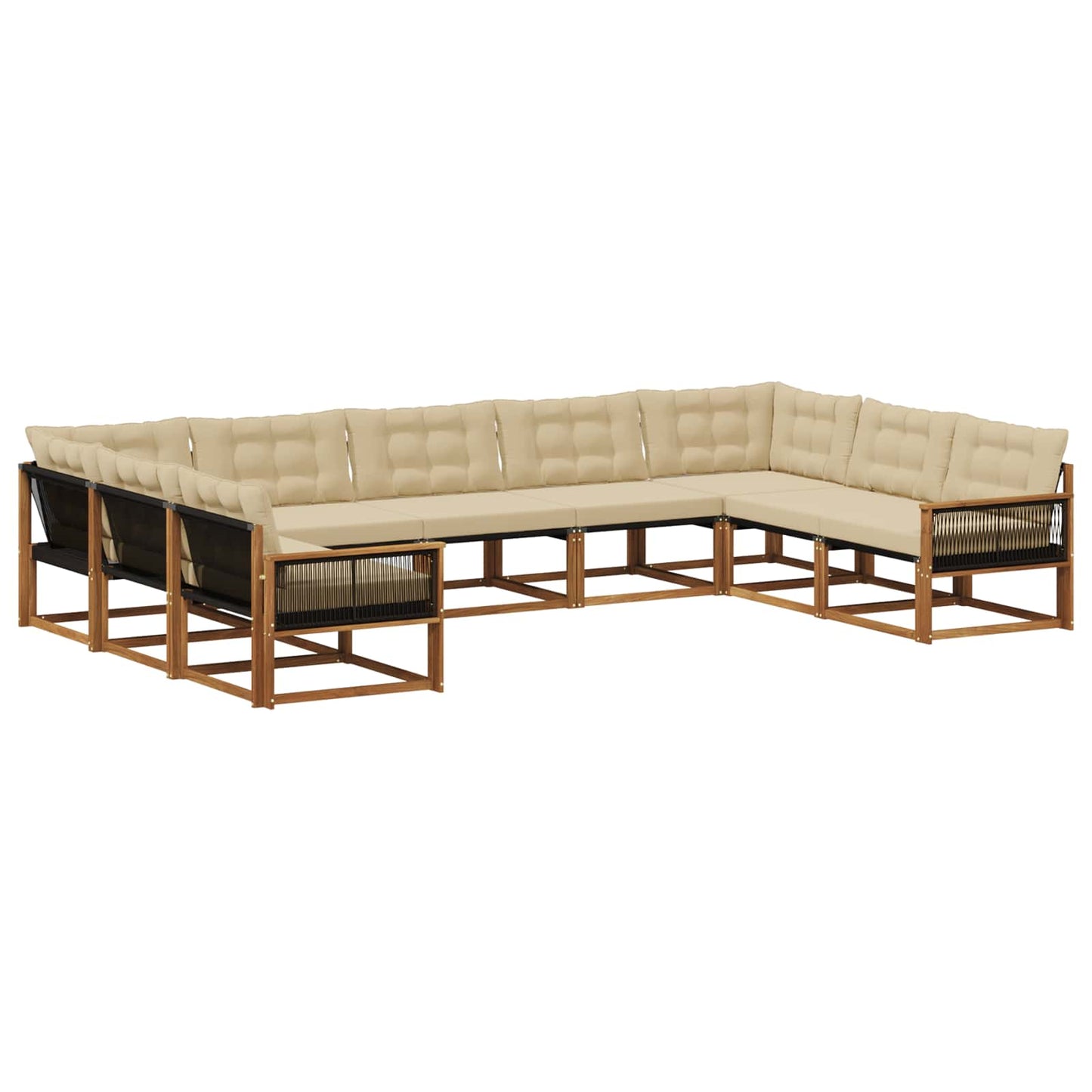 Outdoor-Sofagarnitur mit Kissen 9 pcs Natur und Beige