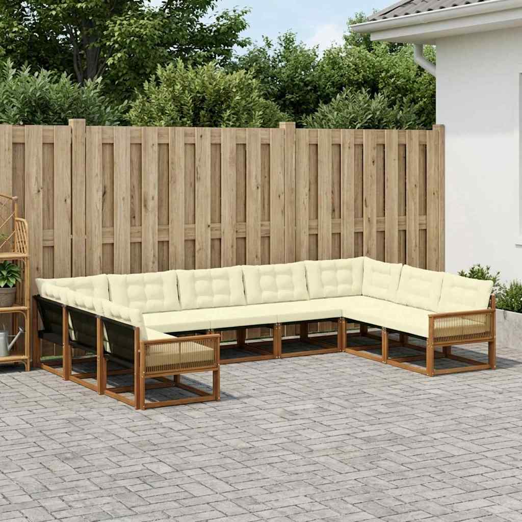 Outdoor-Sofagarnitur 9 stk. Natur und Creme