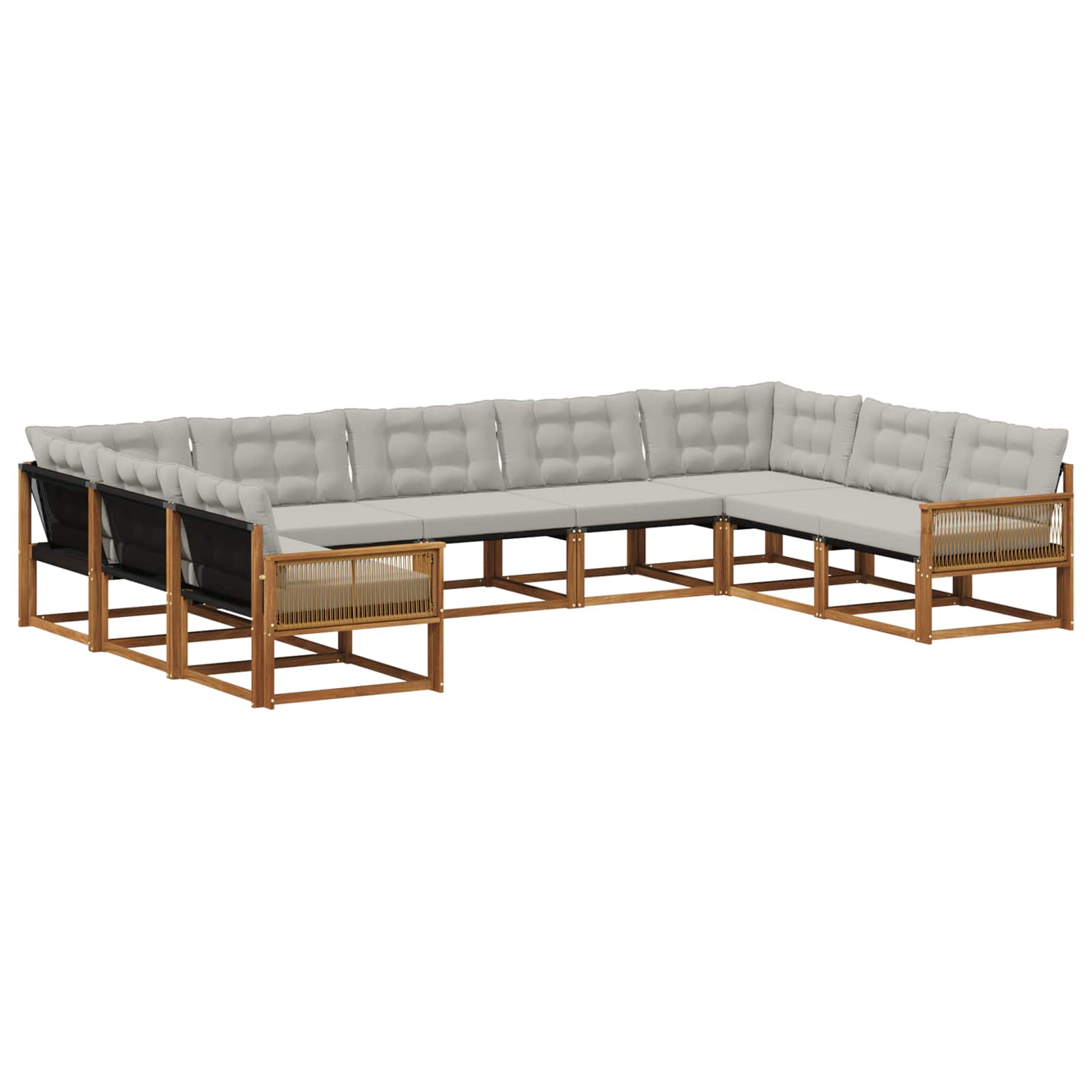 Outdoor-Sofagarnitur mit Kissen 9 pcs Natürlich und Hellgrau