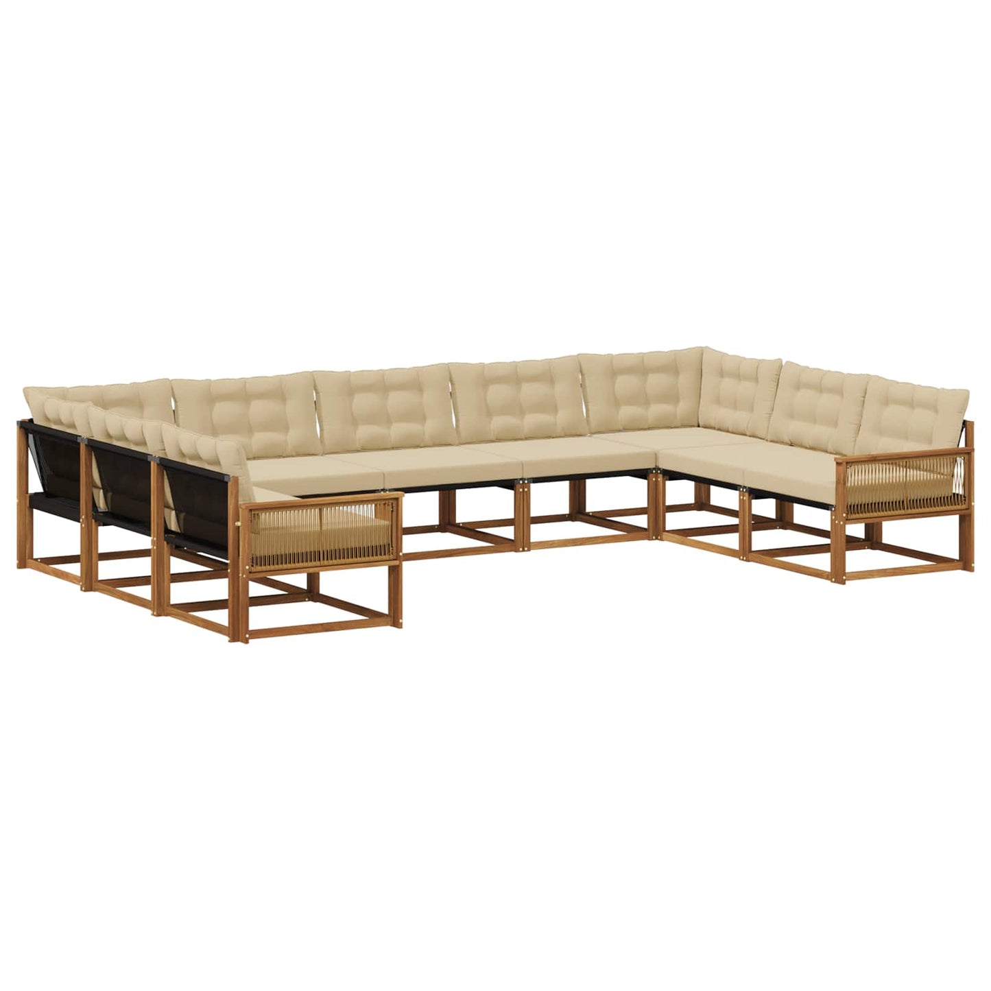 Outdoor-Sofagarnitur mit Kissen 9 pcs Natur und Beige