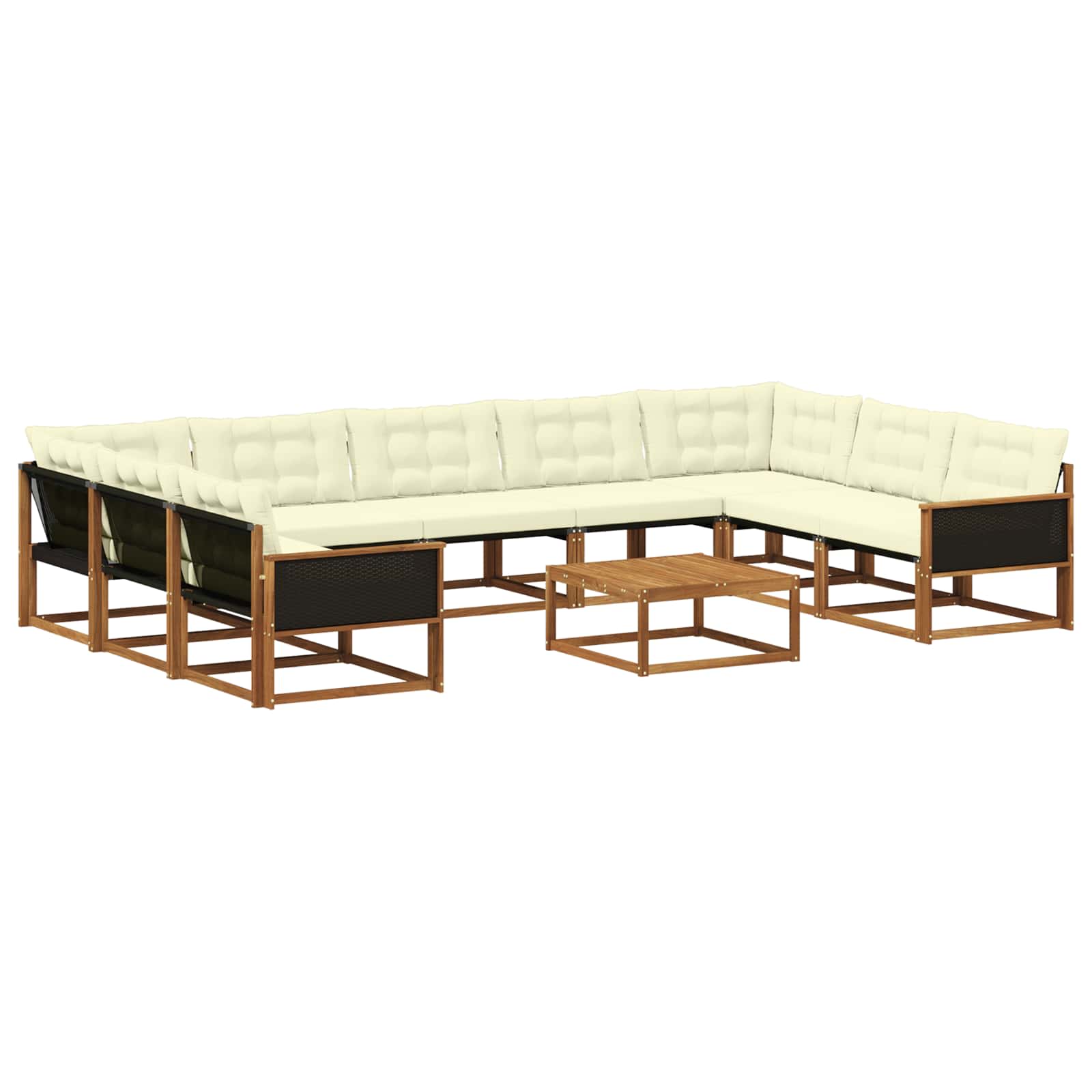 Outdoor-Sofagarnitur mit Kissen 10 pcs Natur und Creme