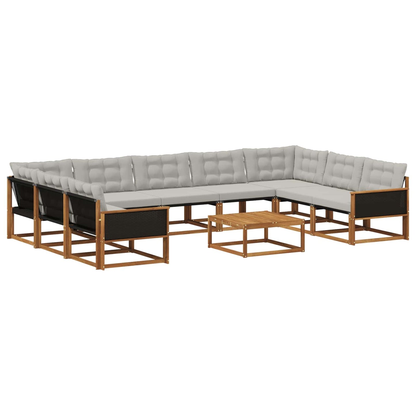 Outdoor-Sofagarnitur mit Kissen 10 pcs Natürlich und Hellgrau