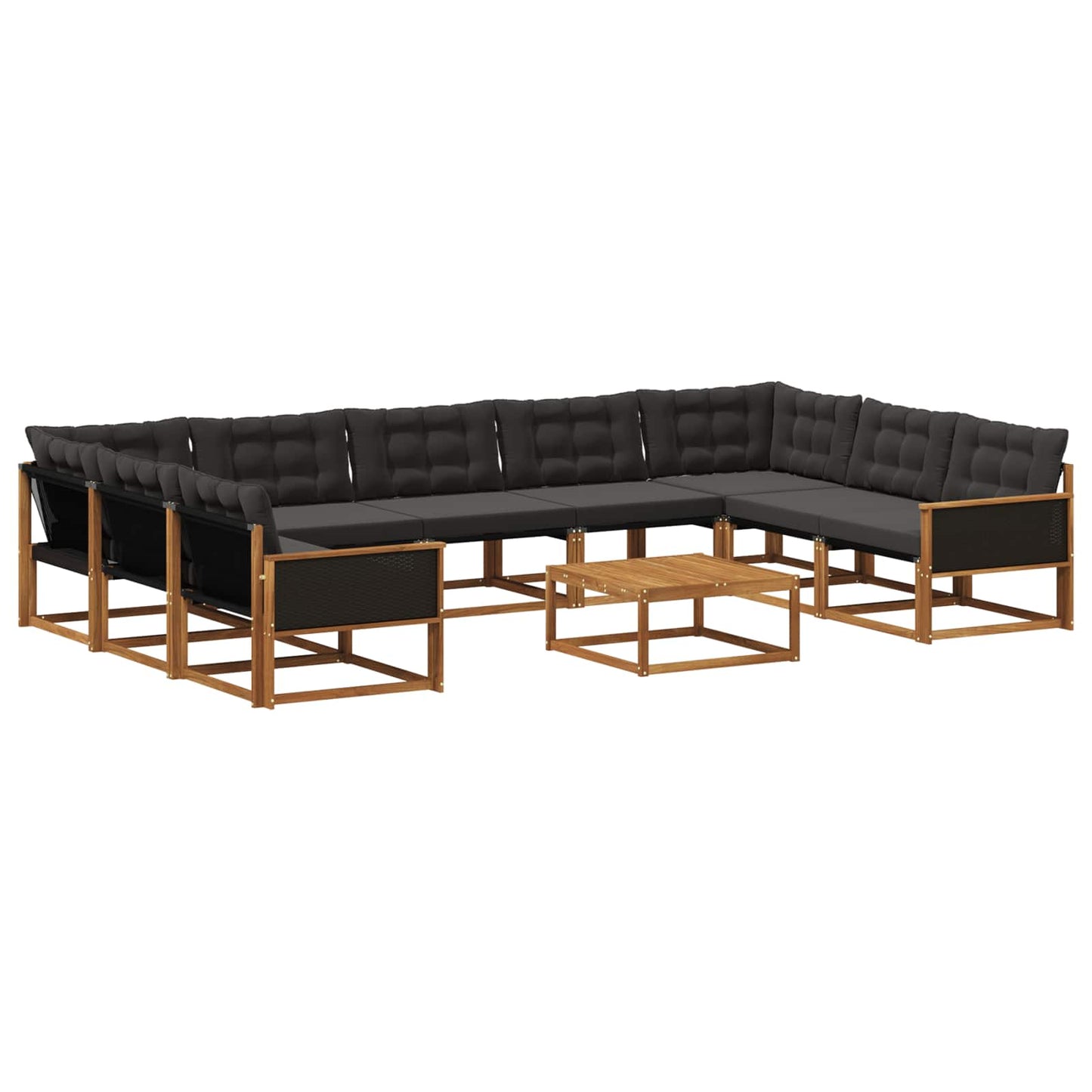 Outdoor-Sofagarnitur mit Kissen 10 pcs Natürlich und Schwarz