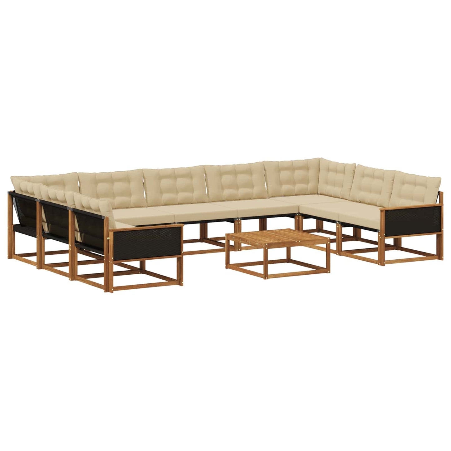 Outdoor-Sofagarnitur mit Kissen 10 pcs Natur und Beige