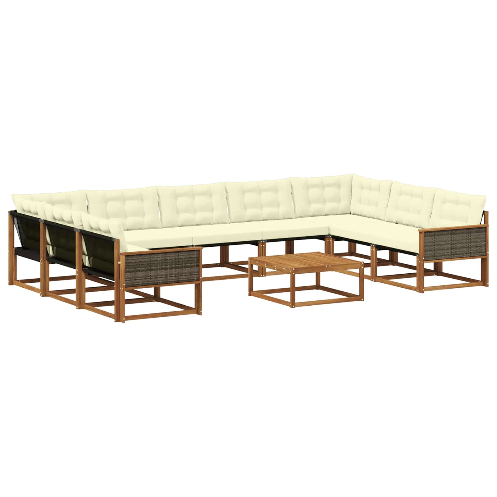 Outdoor-Sofagarnitur mit Kissen 10 pcs Natur und Creme